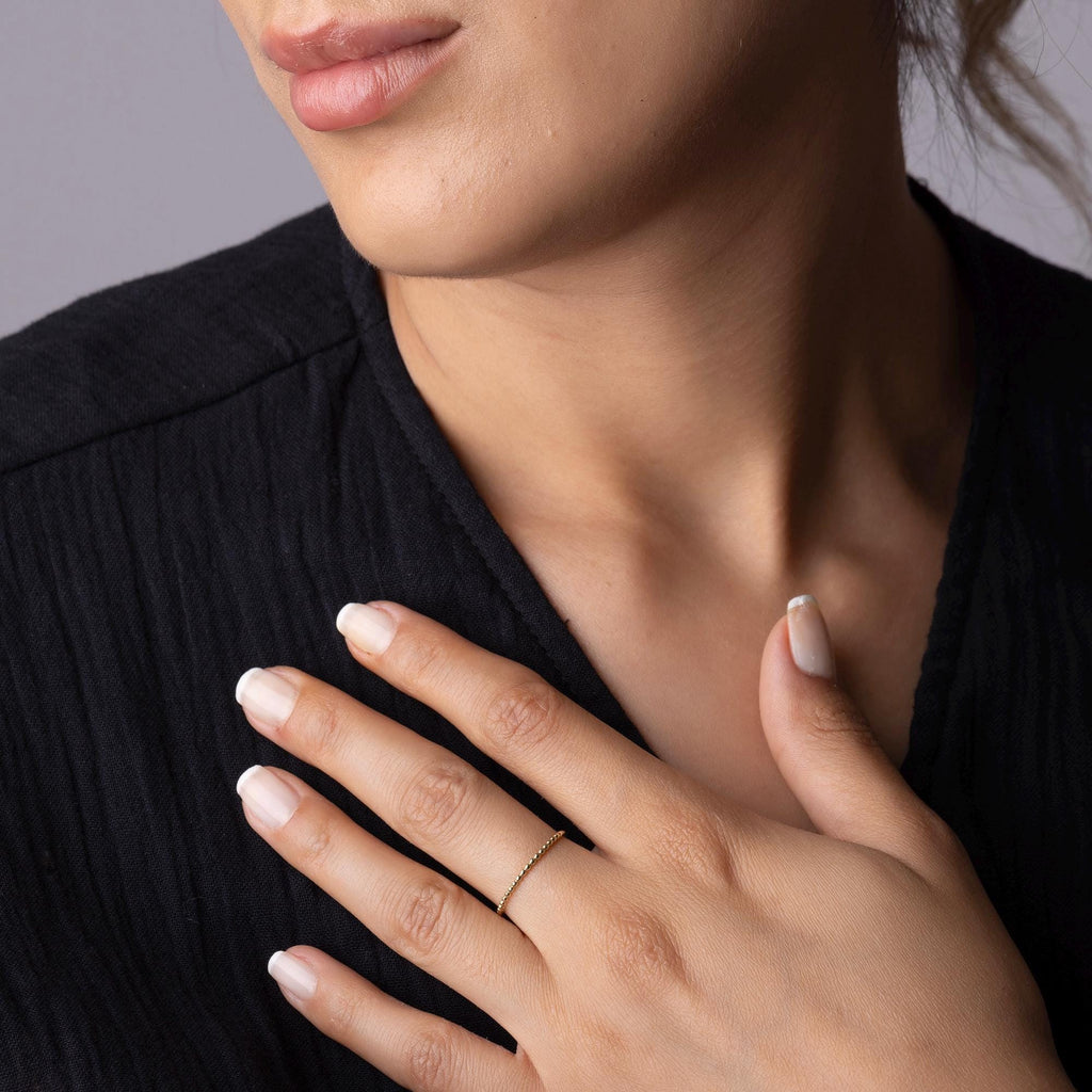 14K Solid Gold Thin Band Ring – Ultra Dainty 1mm Minimalist Ring