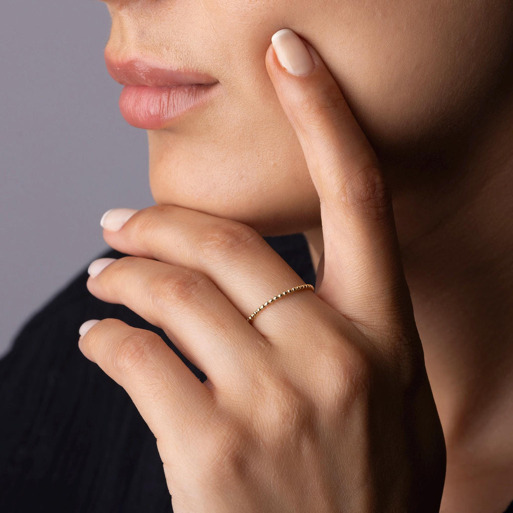 14K Solid Gold Thin Band Ring – Ultra Dainty 1mm Minimalist Ring