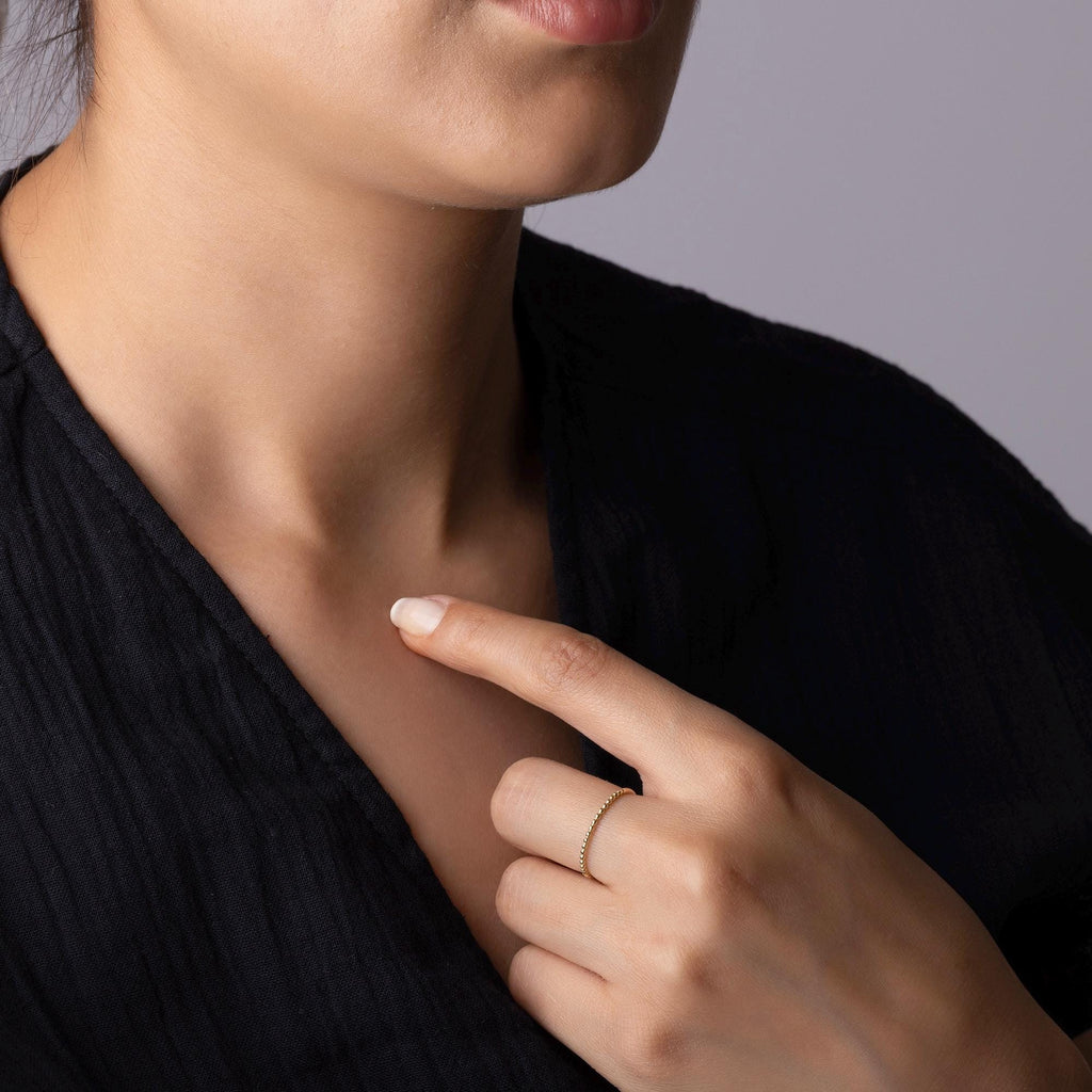 14K Solid Gold Thin Band Ring – Ultra Dainty 1mm Minimalist Ring