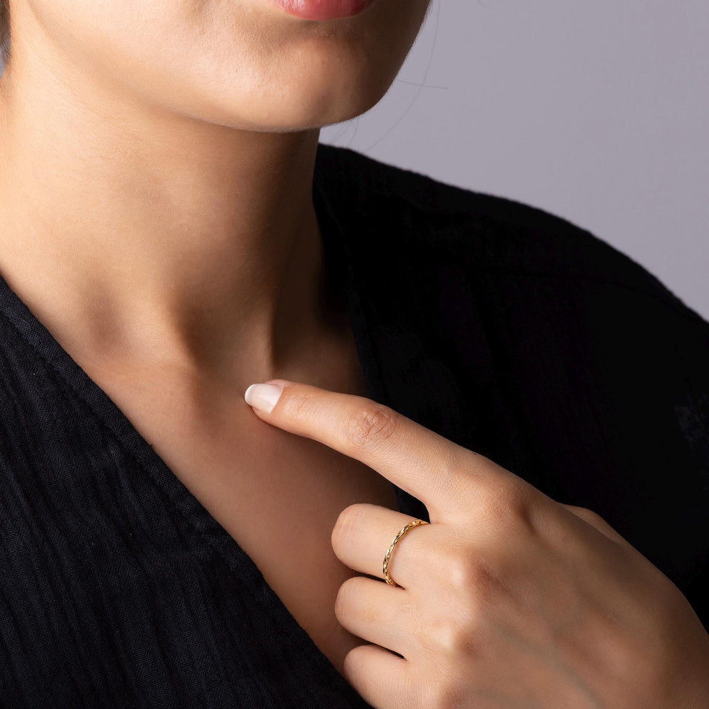 14K Solid Gold Chain Ring –  Minimalist Everyday Stacking Jewelry