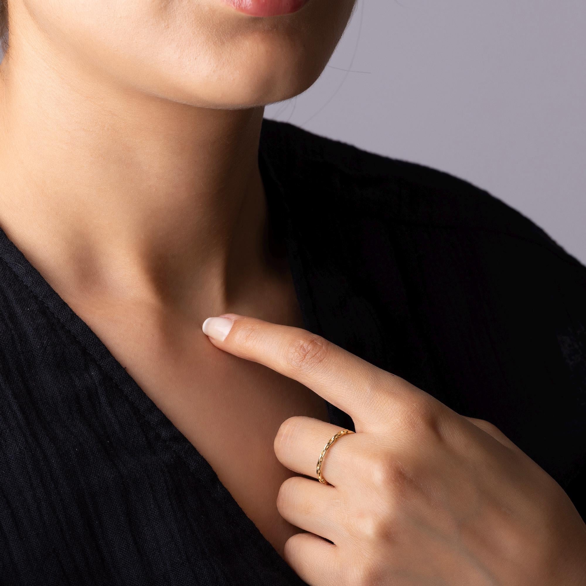 14K Solid Gold Chain Ring –  Minimalist Everyday Stacking Jewelry