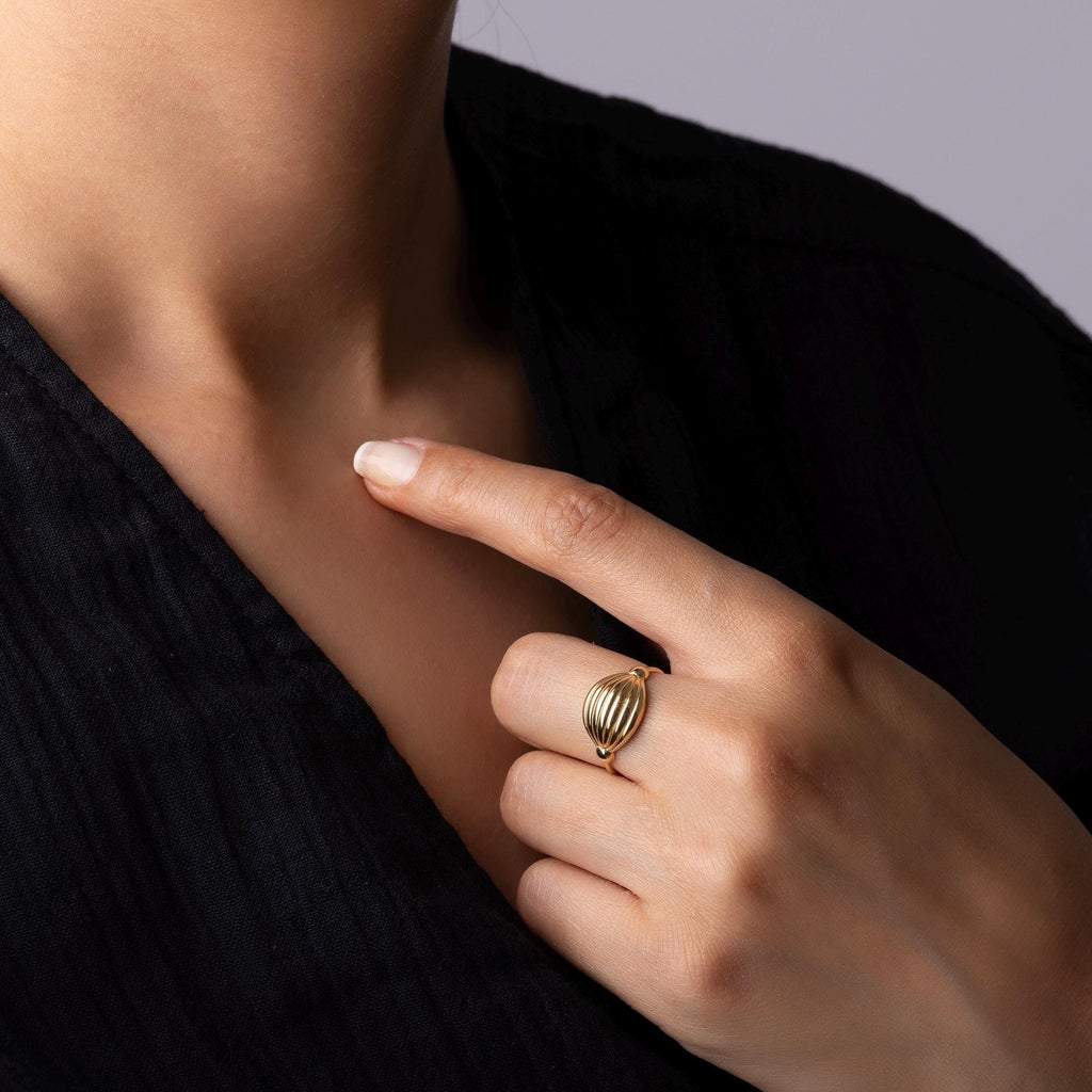 14K Solid Gold Dome Ring – 13mm Bold Statement Band