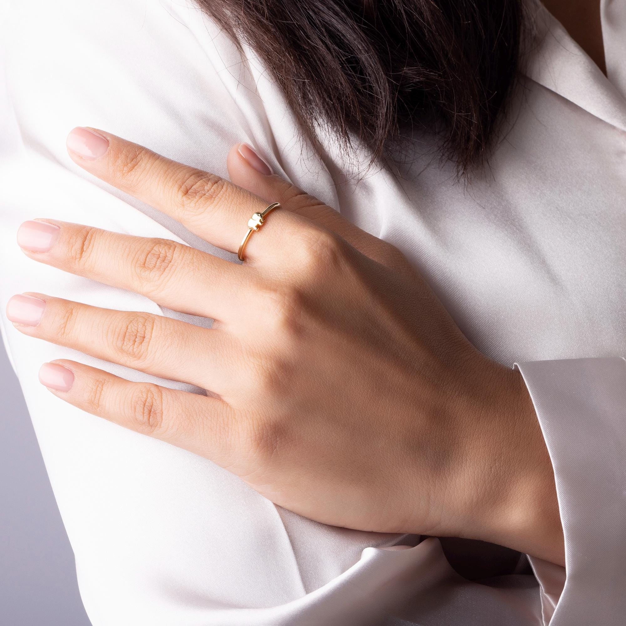 14K Solid Gold Elephant Ring – Cute Animal Ring