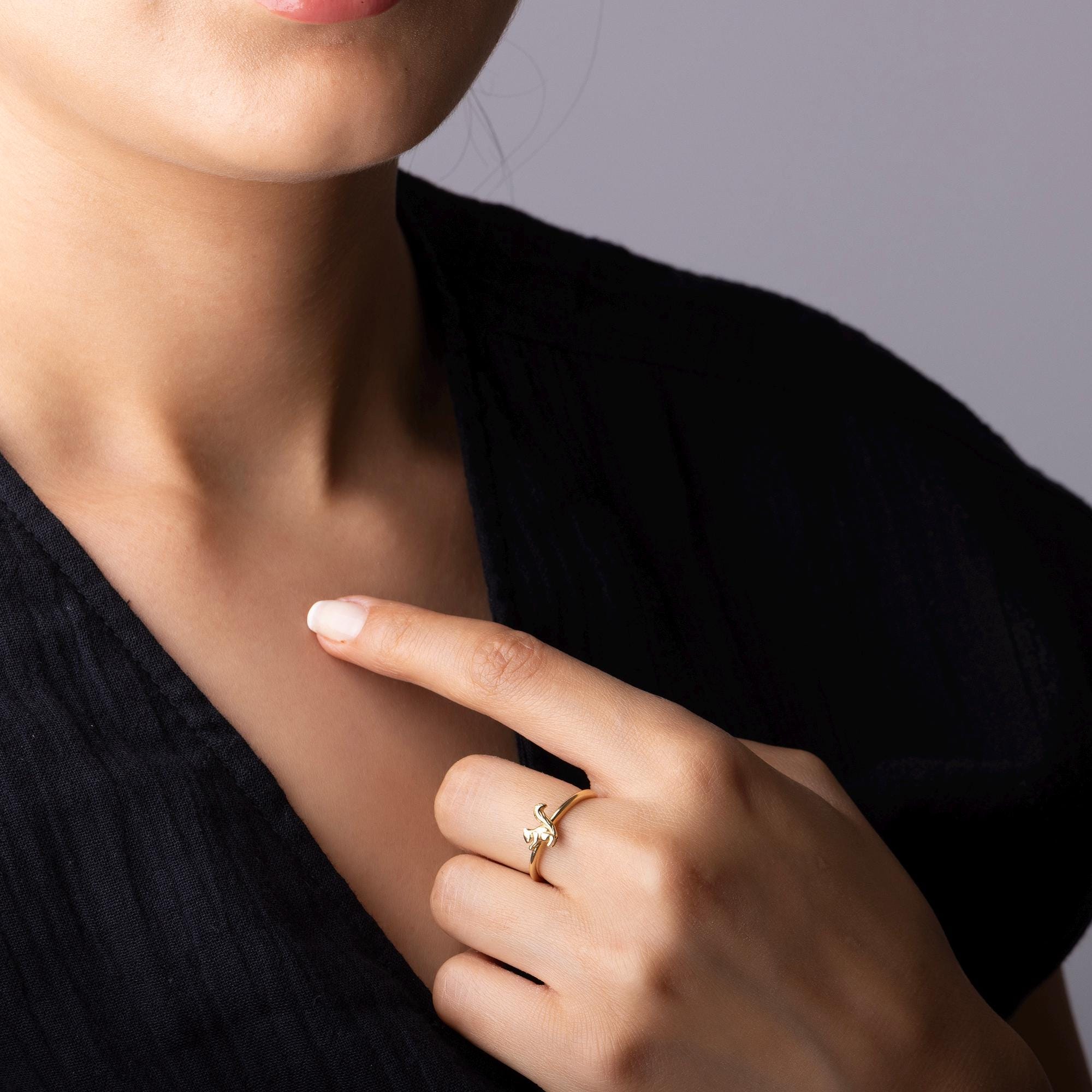 14K Solid Gold Squirrel Ring – Dainty Animal Jewelry