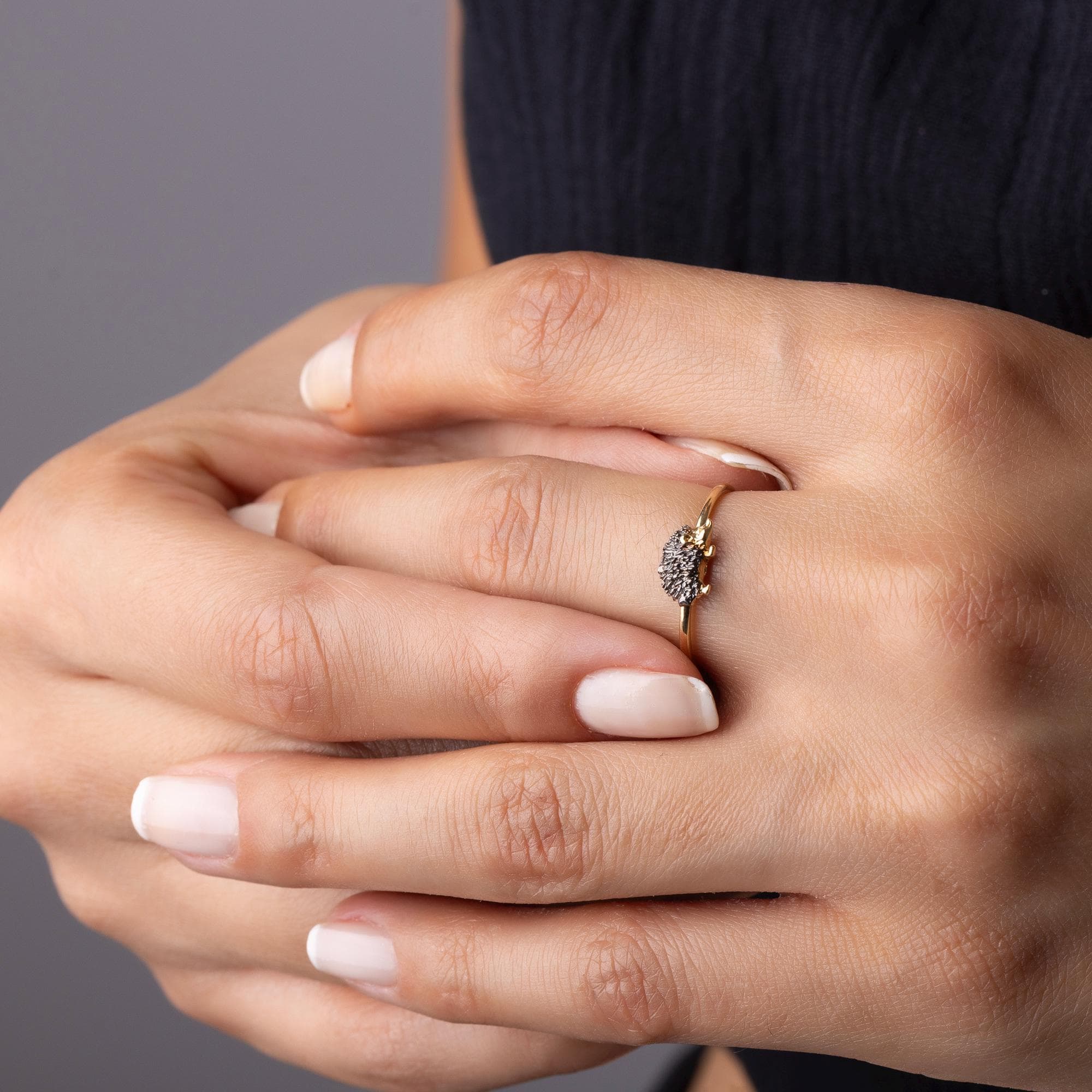 14K Solid Gold Hedgehog Ring – Cute Animal Jewelry for Hedgehog Lovers