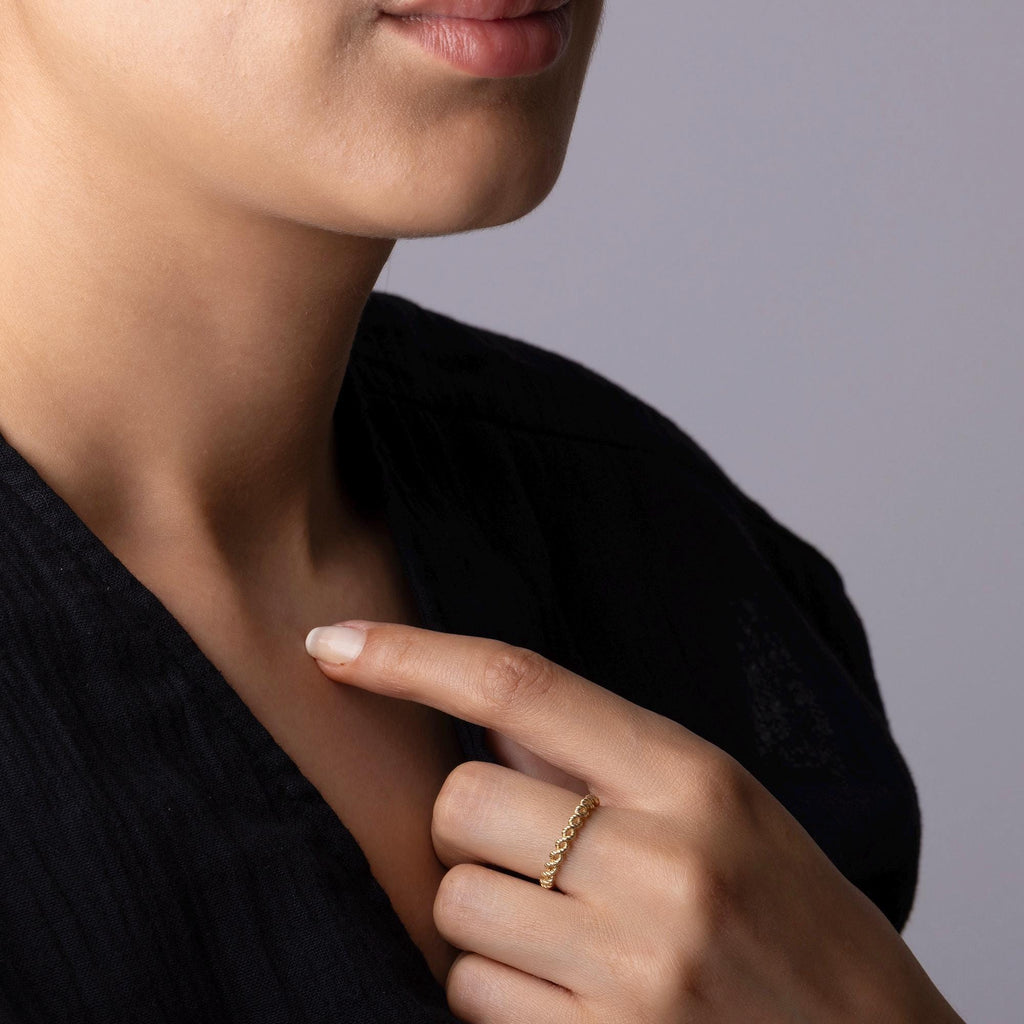 14K Solid Gold Chain Band Ring – Dainty Minimalist Link Design