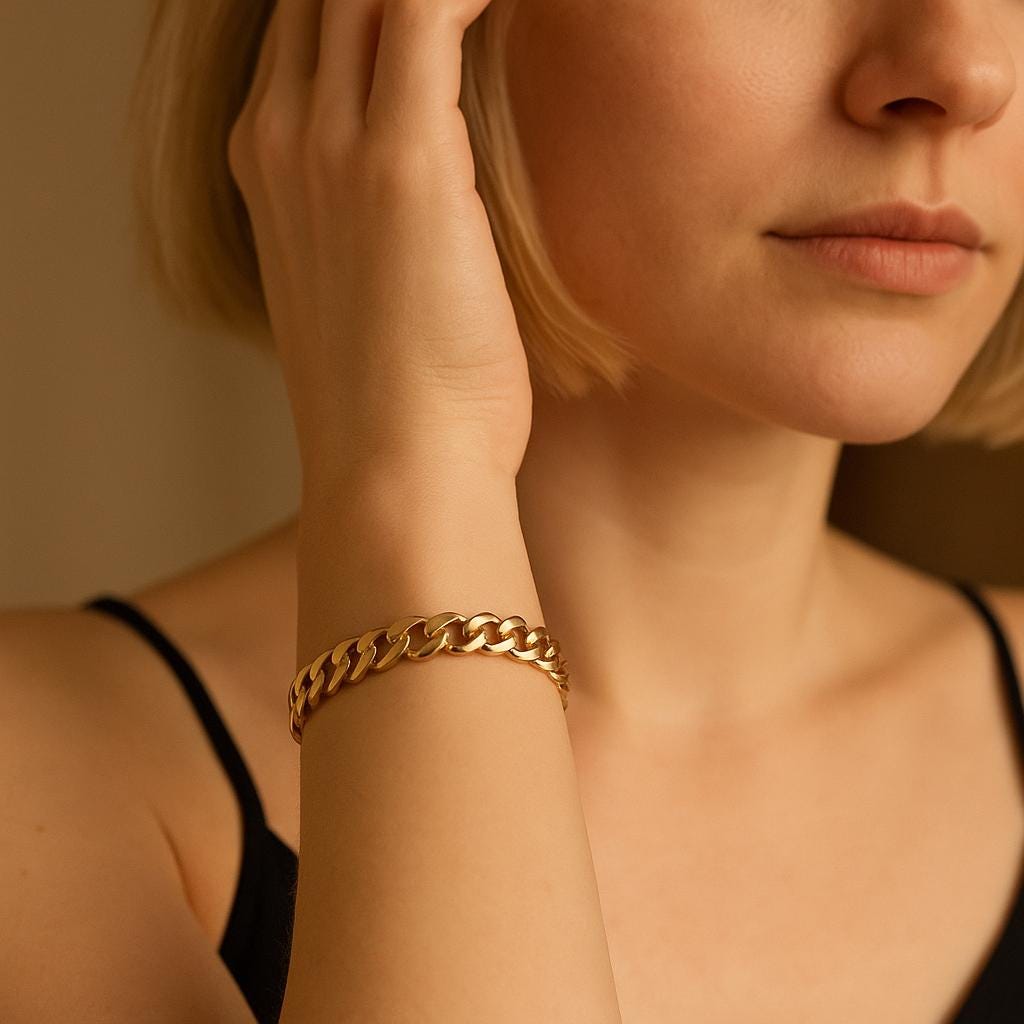 14K Solid Gold Cuban Link Bracelet - Heavy Curb Bracelet