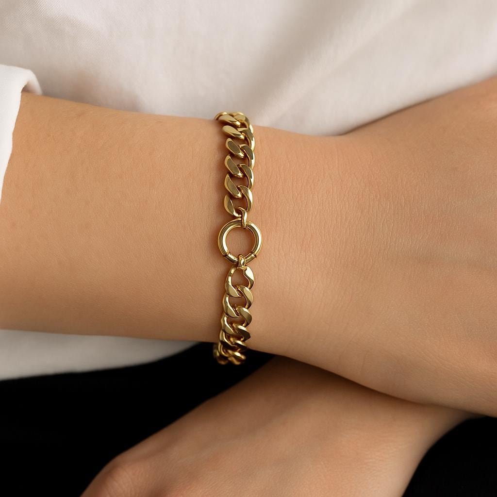 14K Solid Gold Cuban Link Bracelet - Heavy Curb Bracelet