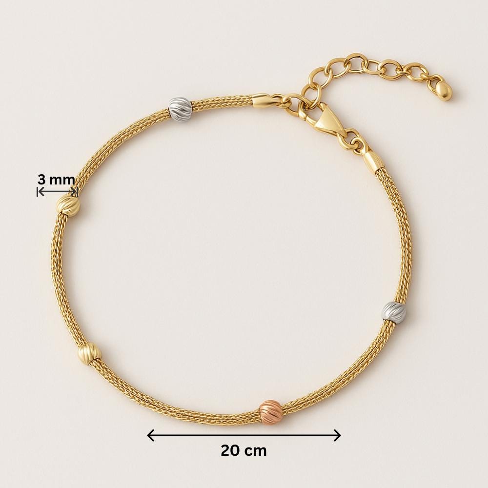 14K Solid Gold Minimal Bracelet - Dainty Yellow Gold Chain Bracelet