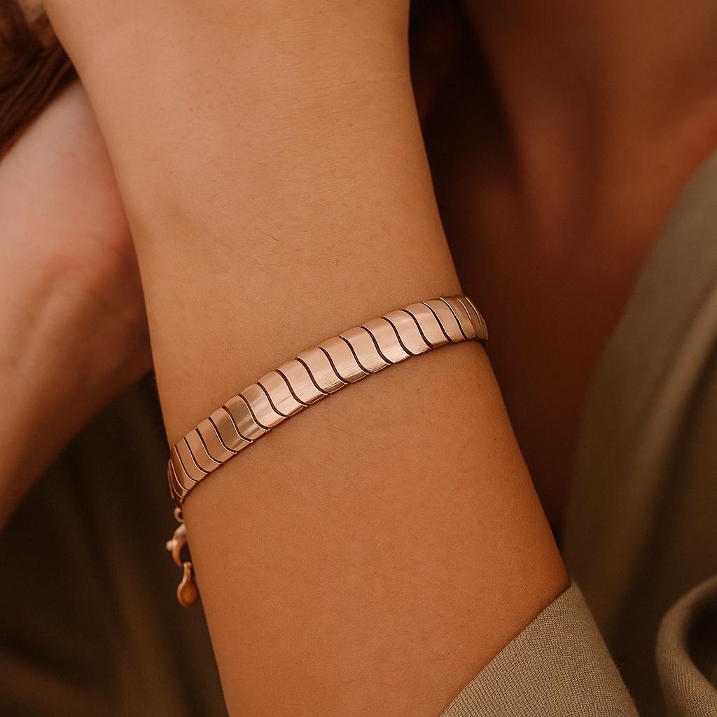 14K Solid Gold Wide Link Bracelet – Handmade Flat Chain Jewelry