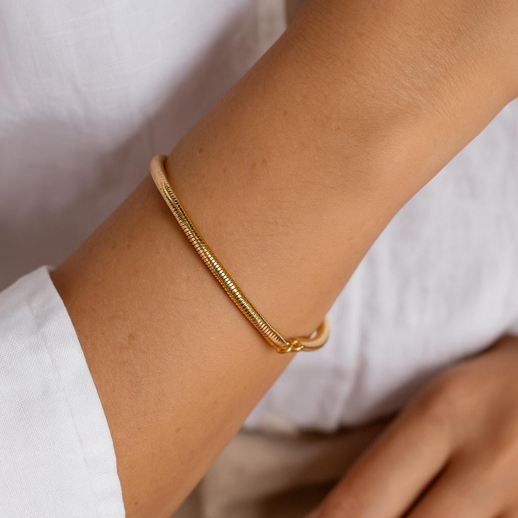 14K Solid Gold Snake Chain Bracelet – Minimalist Everyday Bracelet