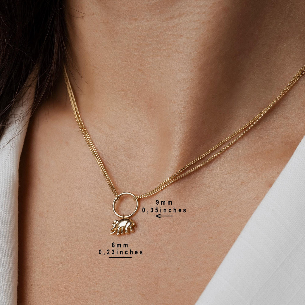 14K Solid Gold Elephant Necklace - Lucky Charm Pendant