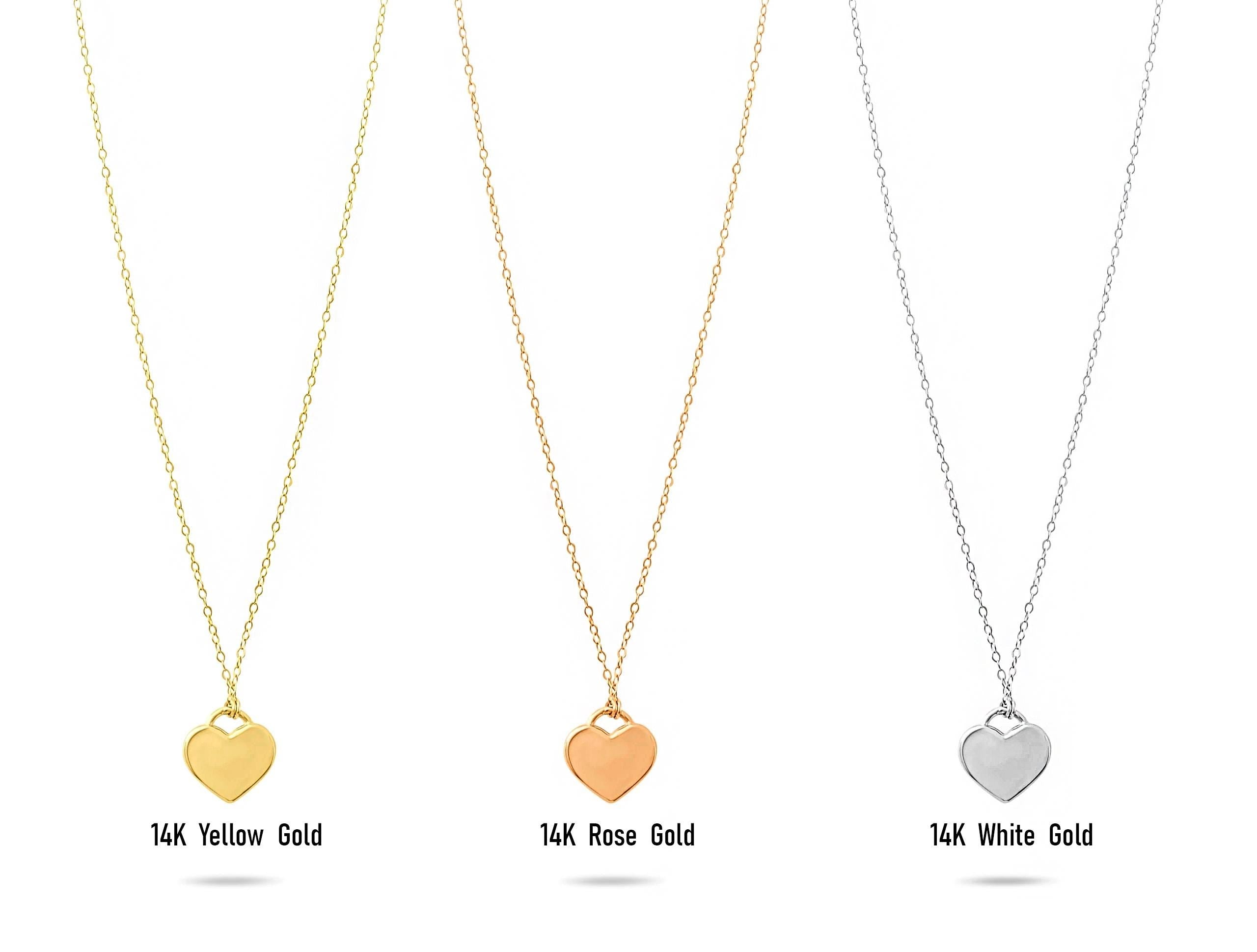 14K Solid Gold Heart Necklace - Real Gold Minimalist Pendant