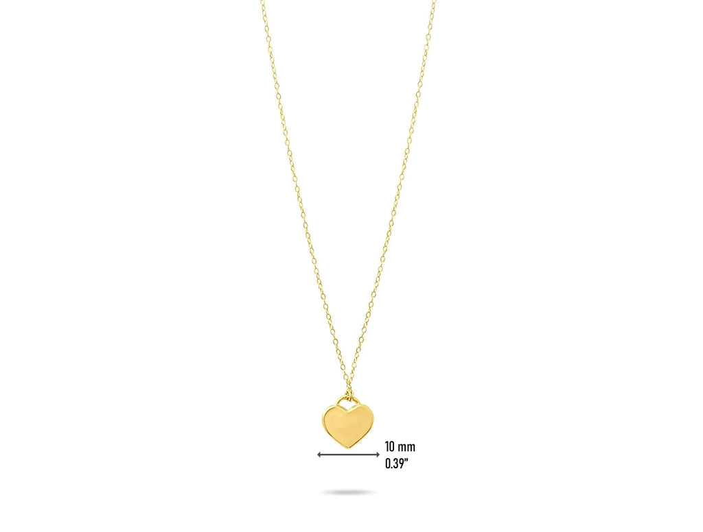 14K Solid Gold Heart Necklace - Real Gold Minimalist Pendant