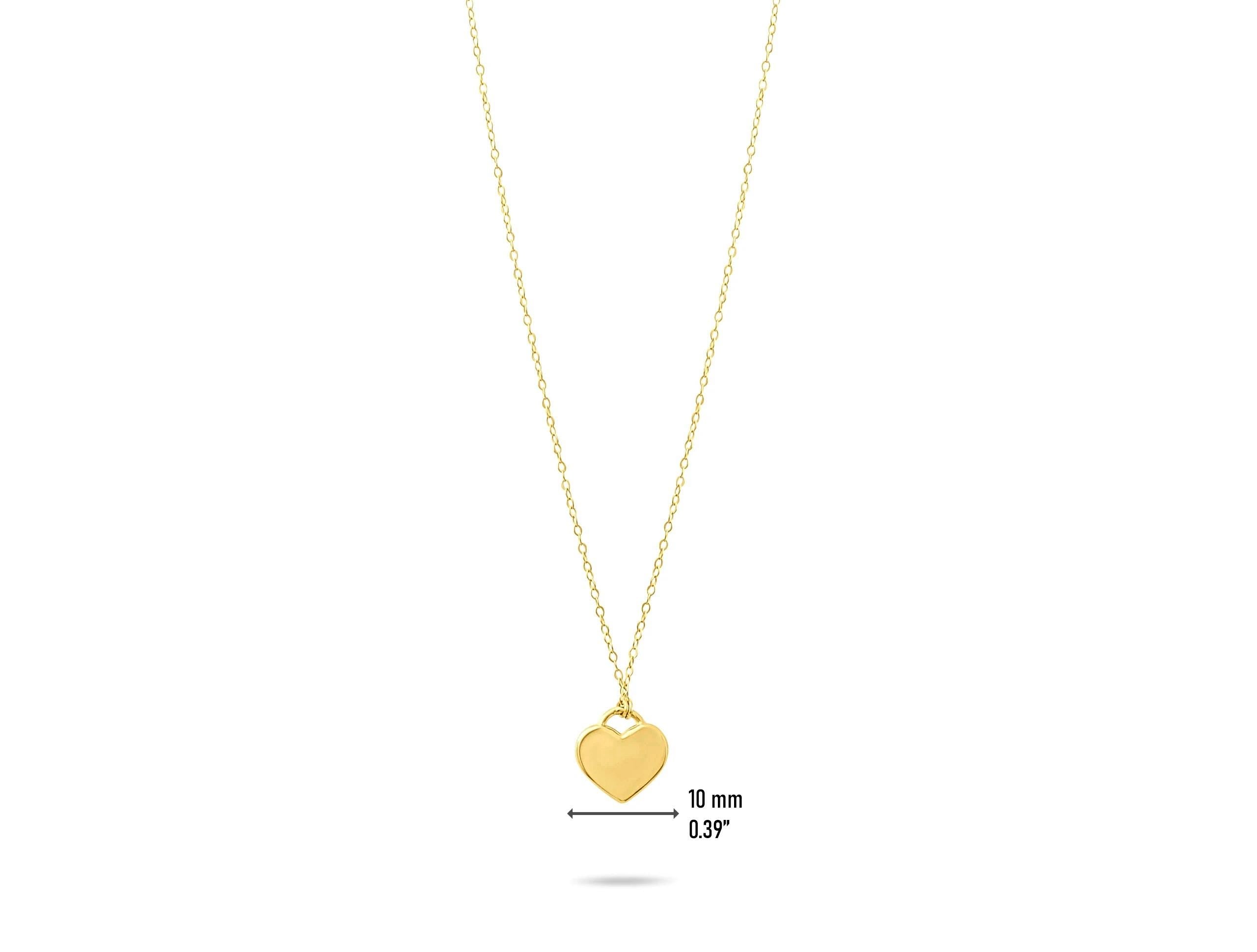 14K Solid Gold Heart Necklace - Real Gold Minimalist Pendant