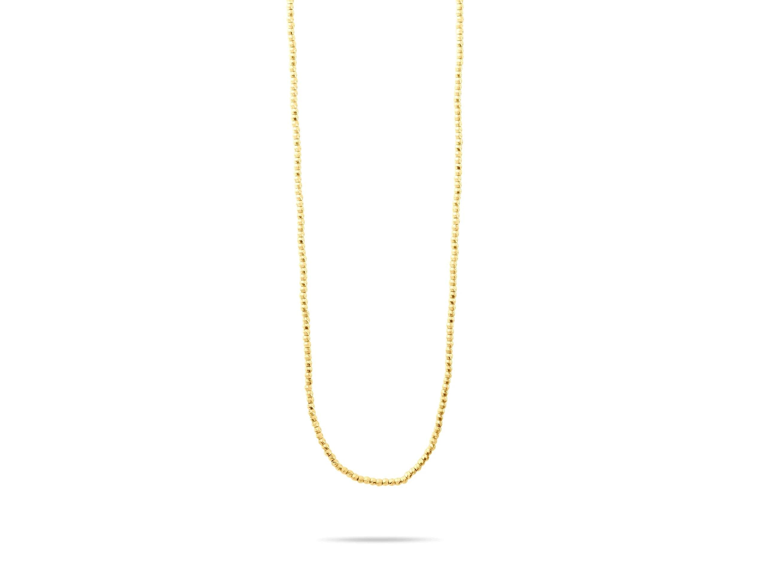 14K Solid Gold Beaded Chain Necklace – Dainty Minimalist Jewelry