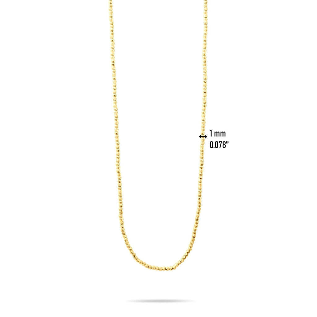 14K Solid Gold Beaded Chain Necklace – Dainty Minimalist Jewelry