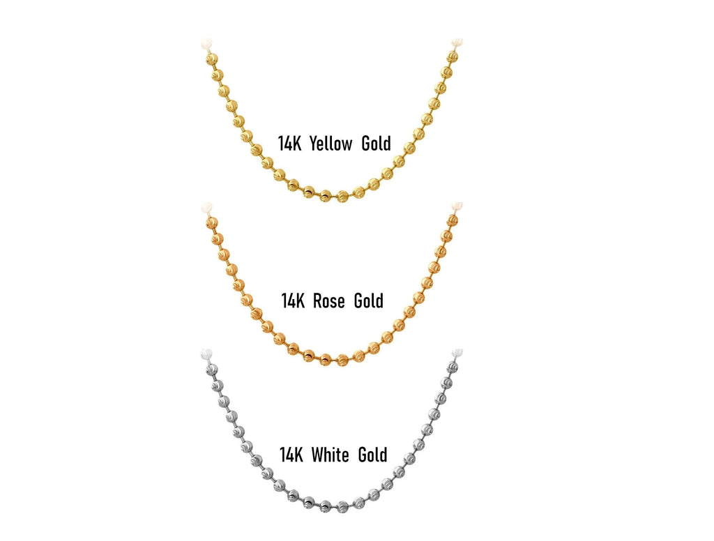 14K Solid Gold Beaded Box Chain Necklace – Bold Minimalist Jewelry