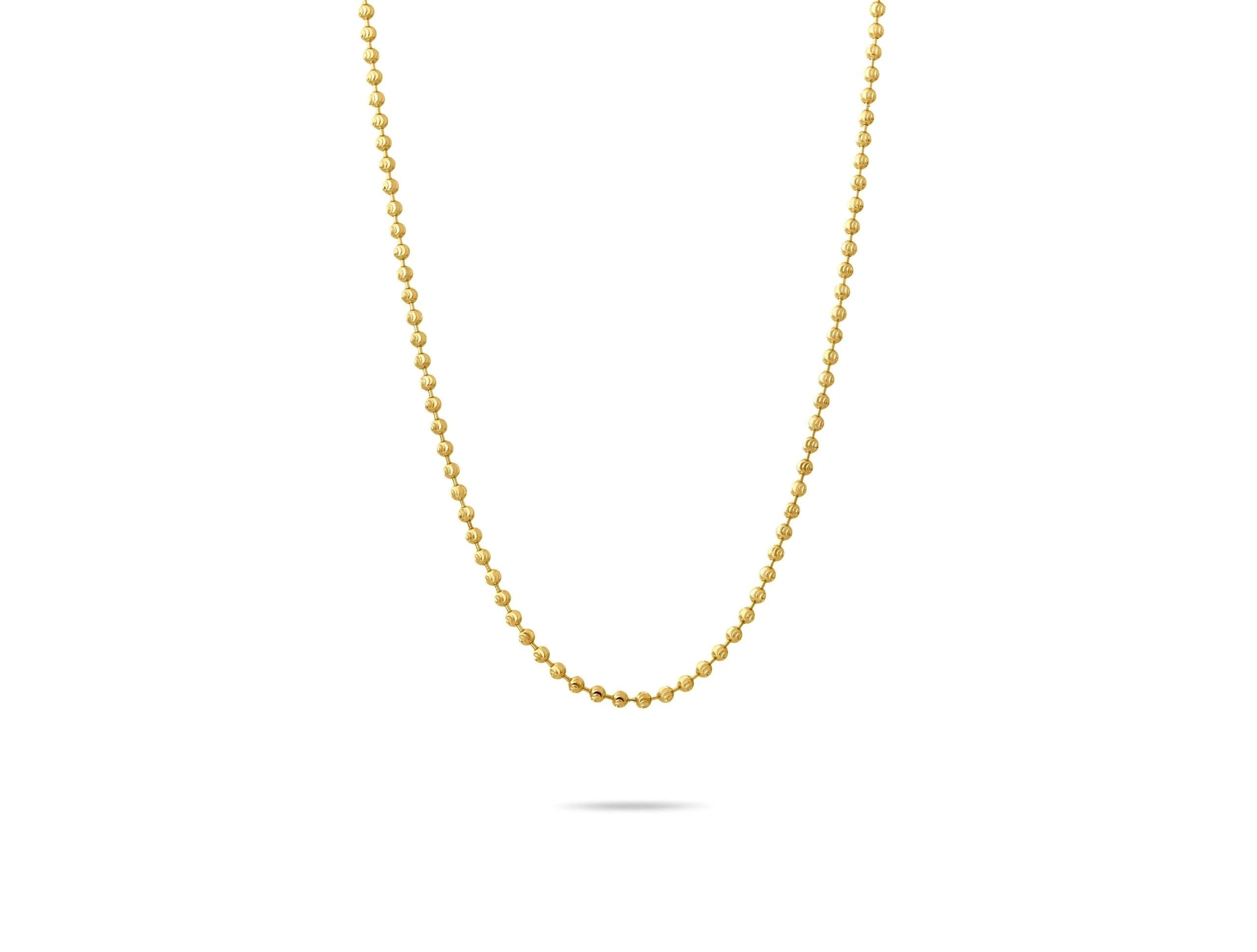 14K Solid Gold Beaded Box Chain Necklace – Bold Minimalist Jewelry