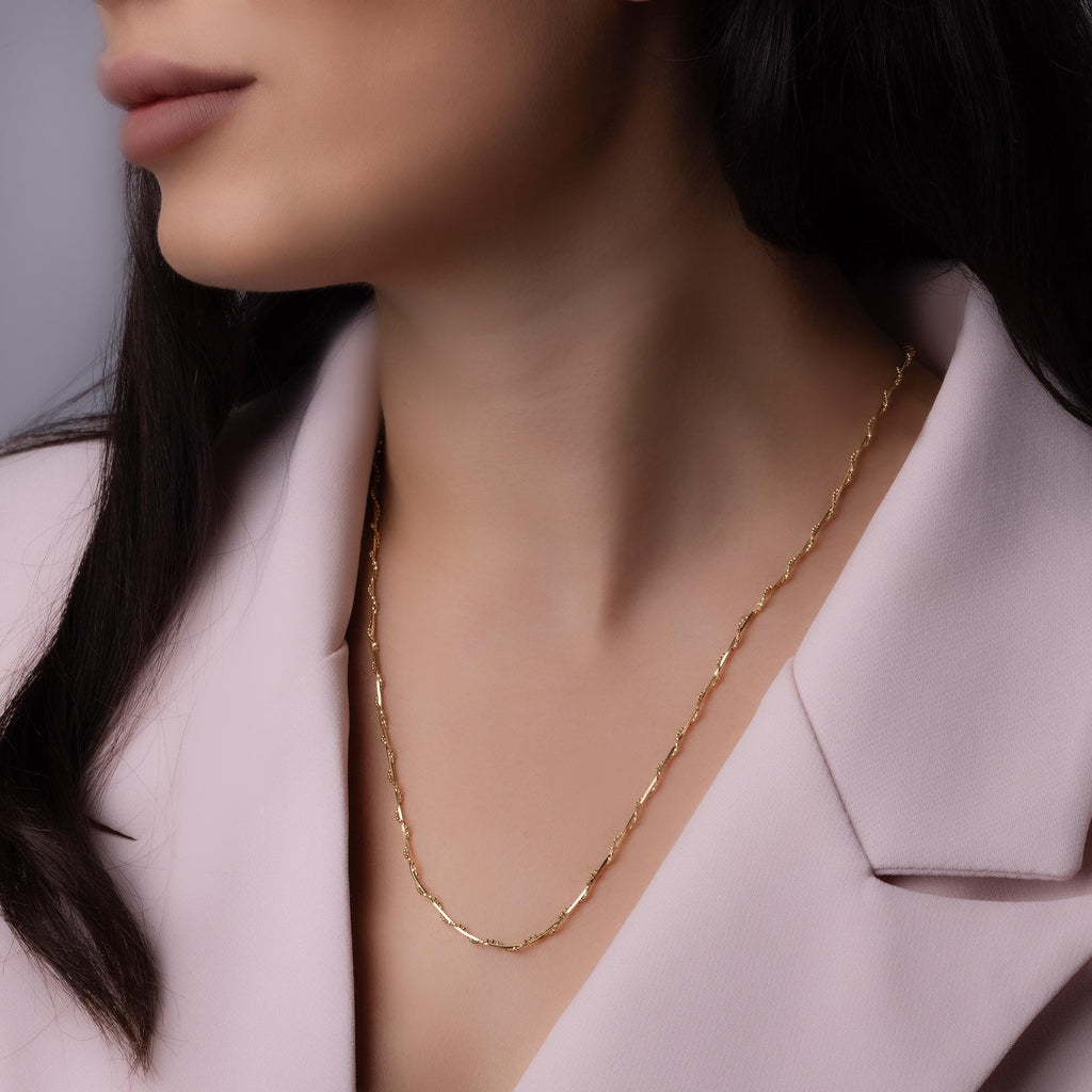 14K Solid Gold Long Link Chain Necklace - Modern Minimalist Jewelry