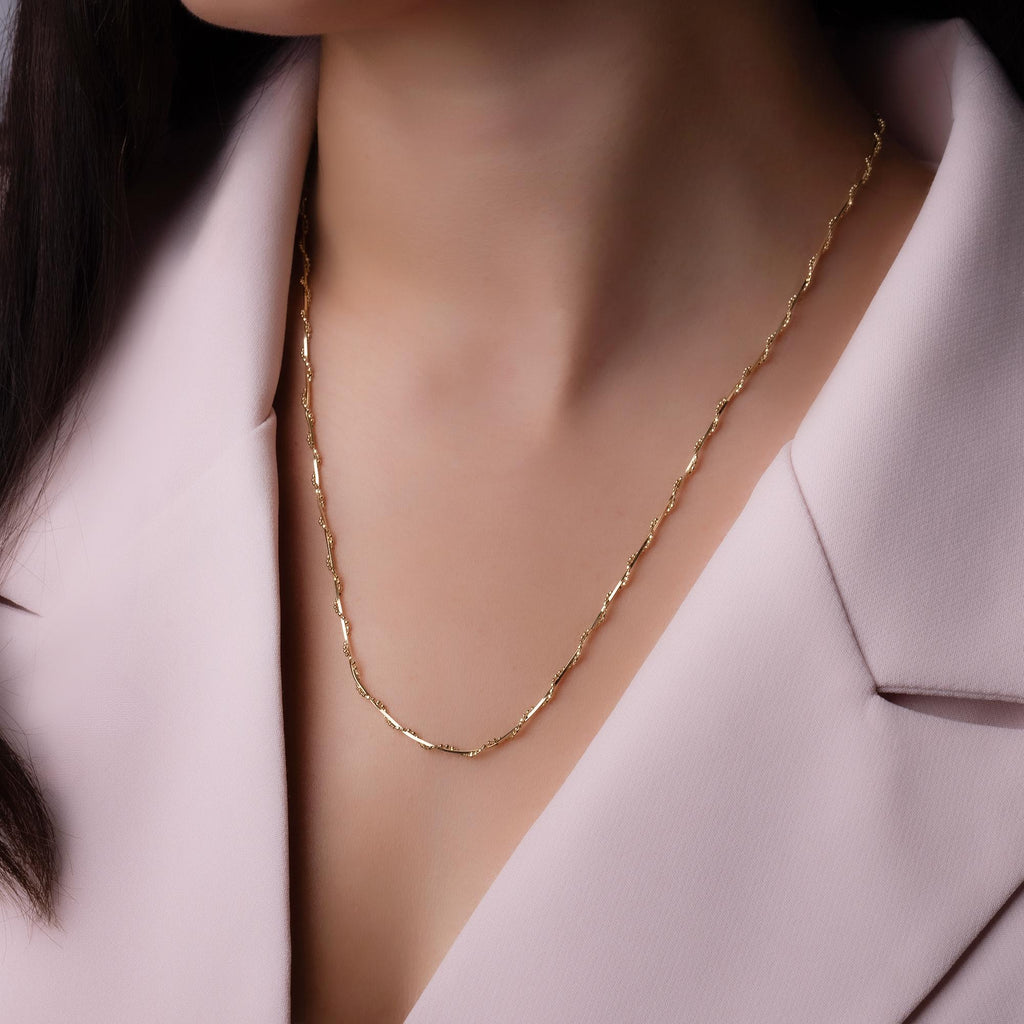 14K Solid Gold Long Link Chain Necklace - Modern Minimalist Jewelry