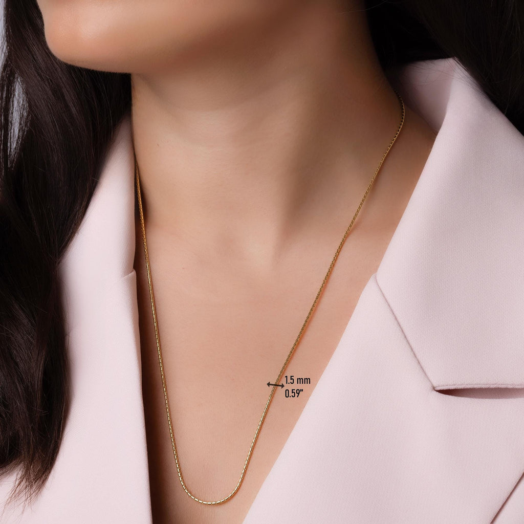 14K Solid Gold Snake Chain Necklace – Dainty Long Chain Layering Necklace