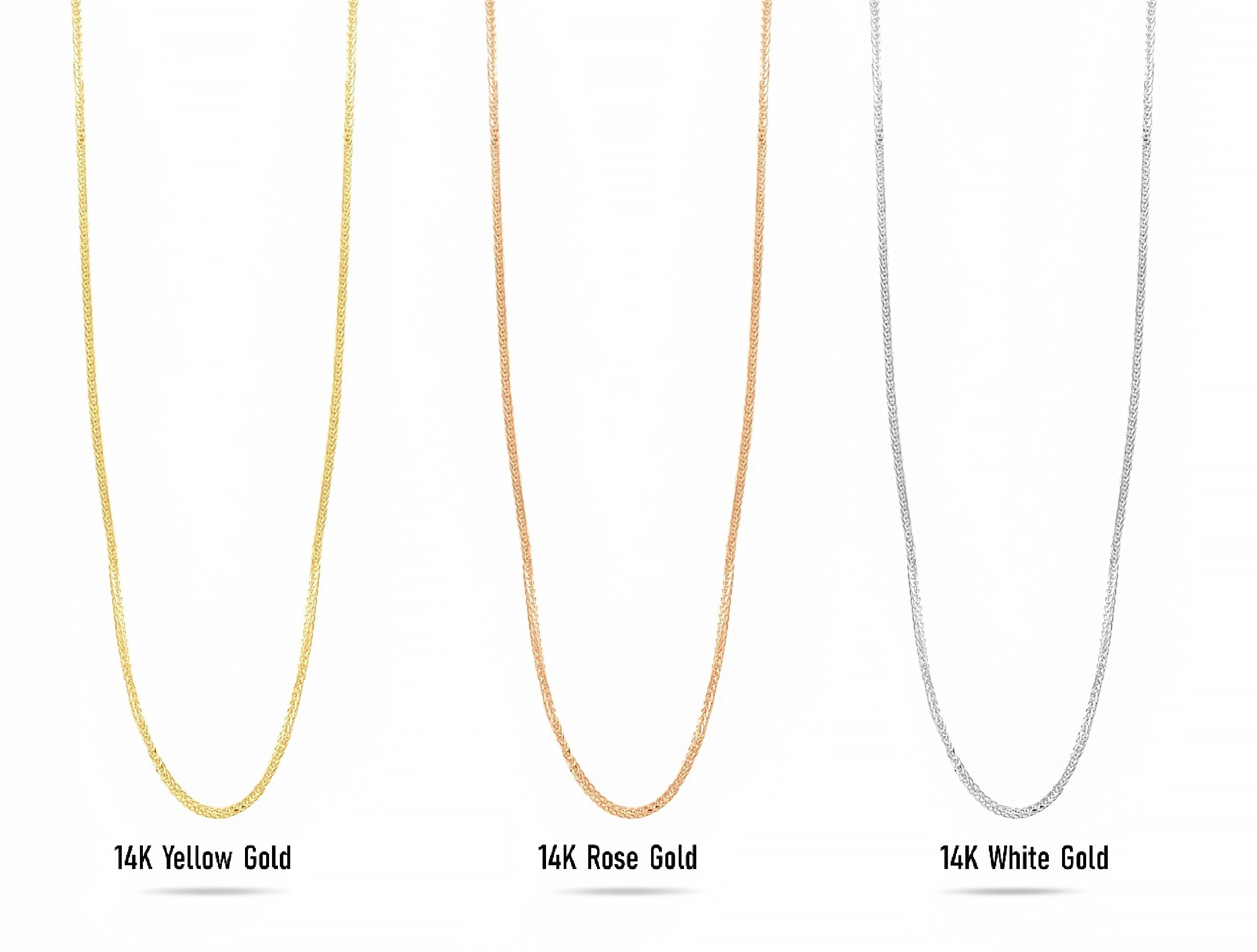 14K Solid Gold Herringbone Chain Necklace - Real Gold Flat Snake Chain