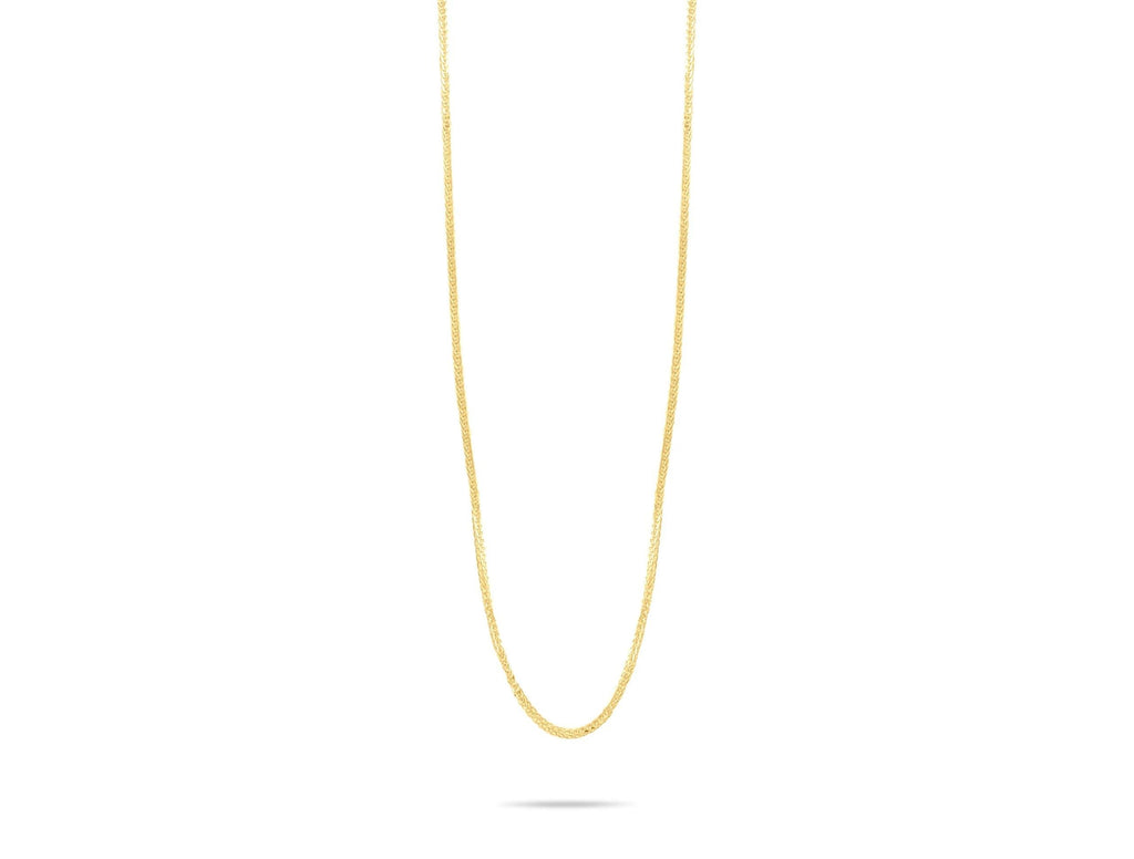 14K Solid Gold Herringbone Chain Necklace - Real Gold Flat Snake Chain