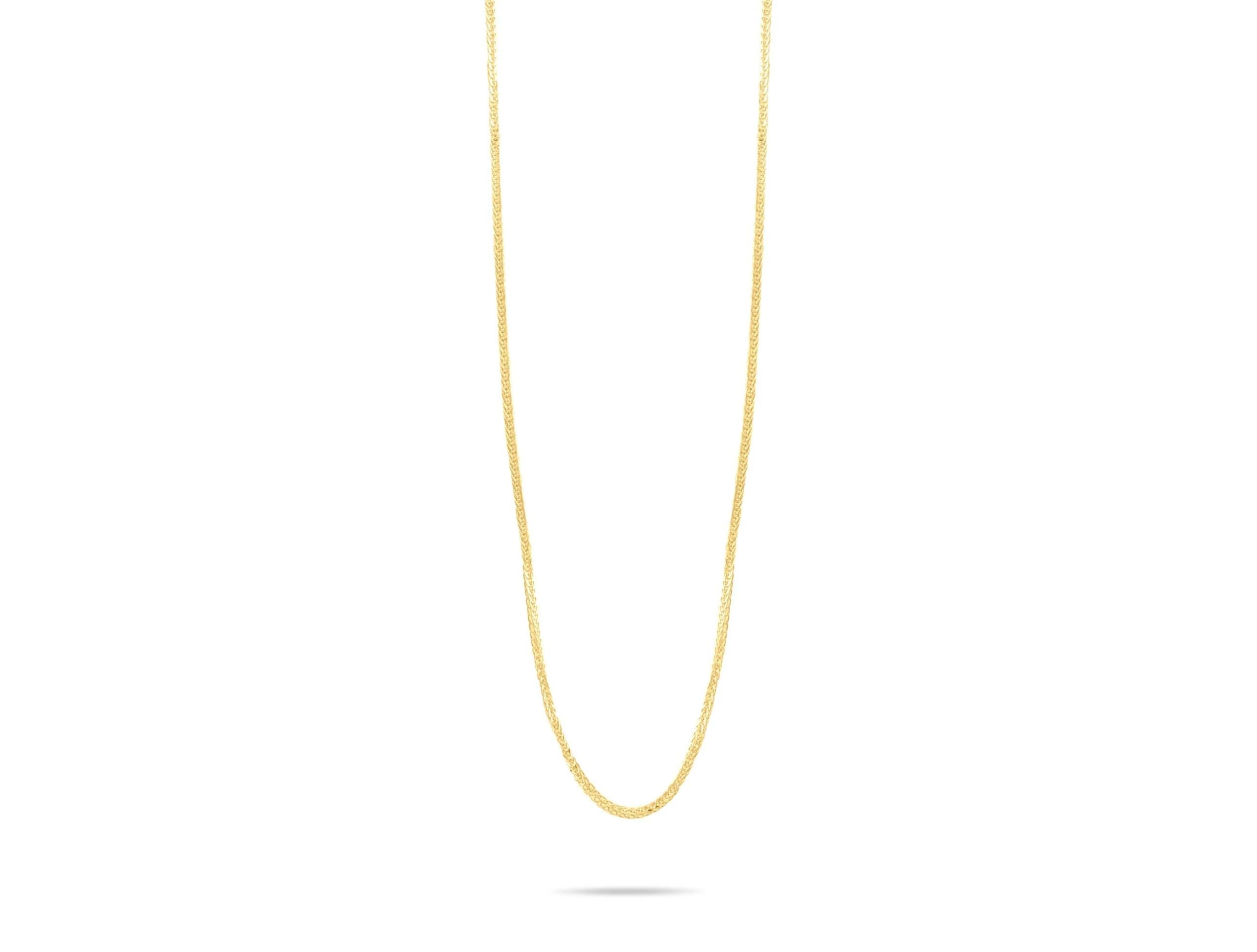 14K Solid Gold Herringbone Chain Necklace - Real Gold Flat Snake Chain