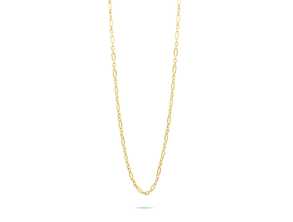 14K Solid Gold Layered Figaro Chain Necklace – Triple Strand Real Gold Jewelry