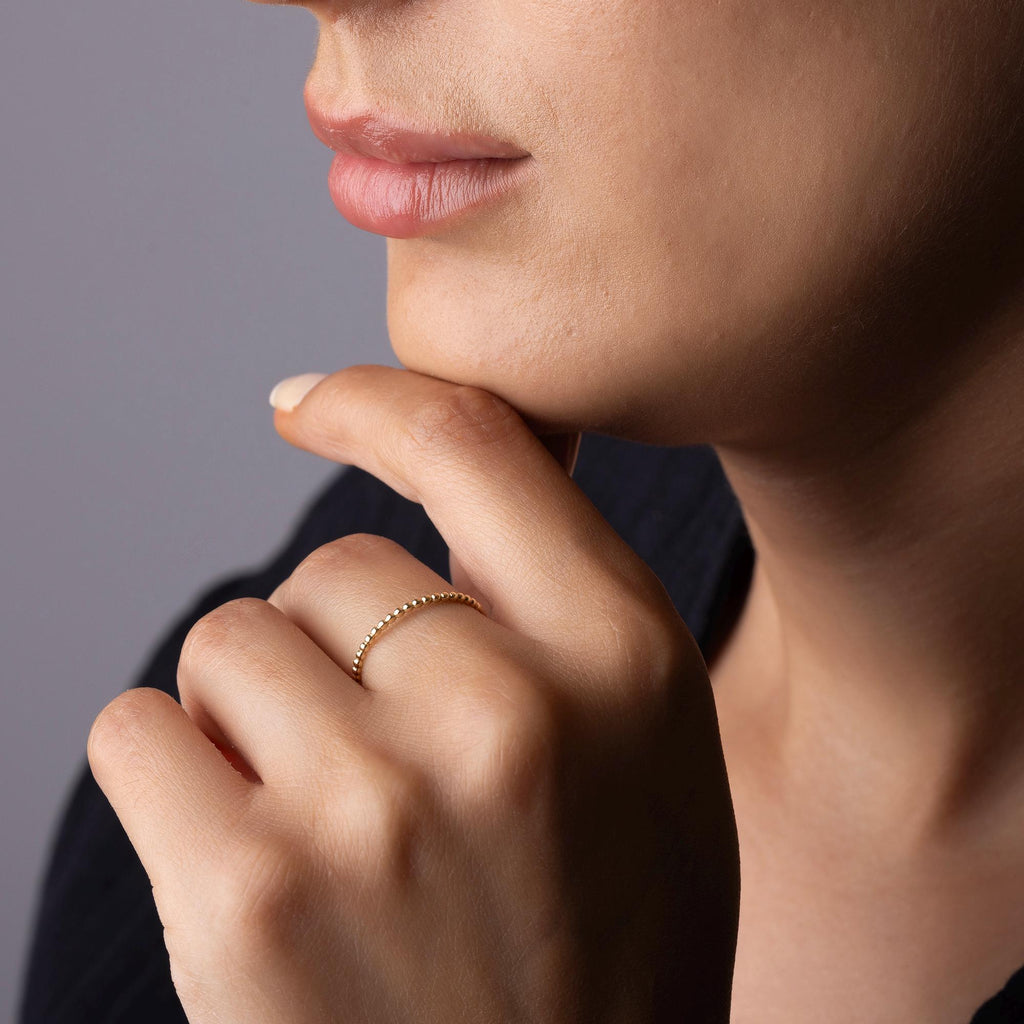 14K Solid Gold Thin Band Ring – Ultra Dainty 1mm Minimalist Ring