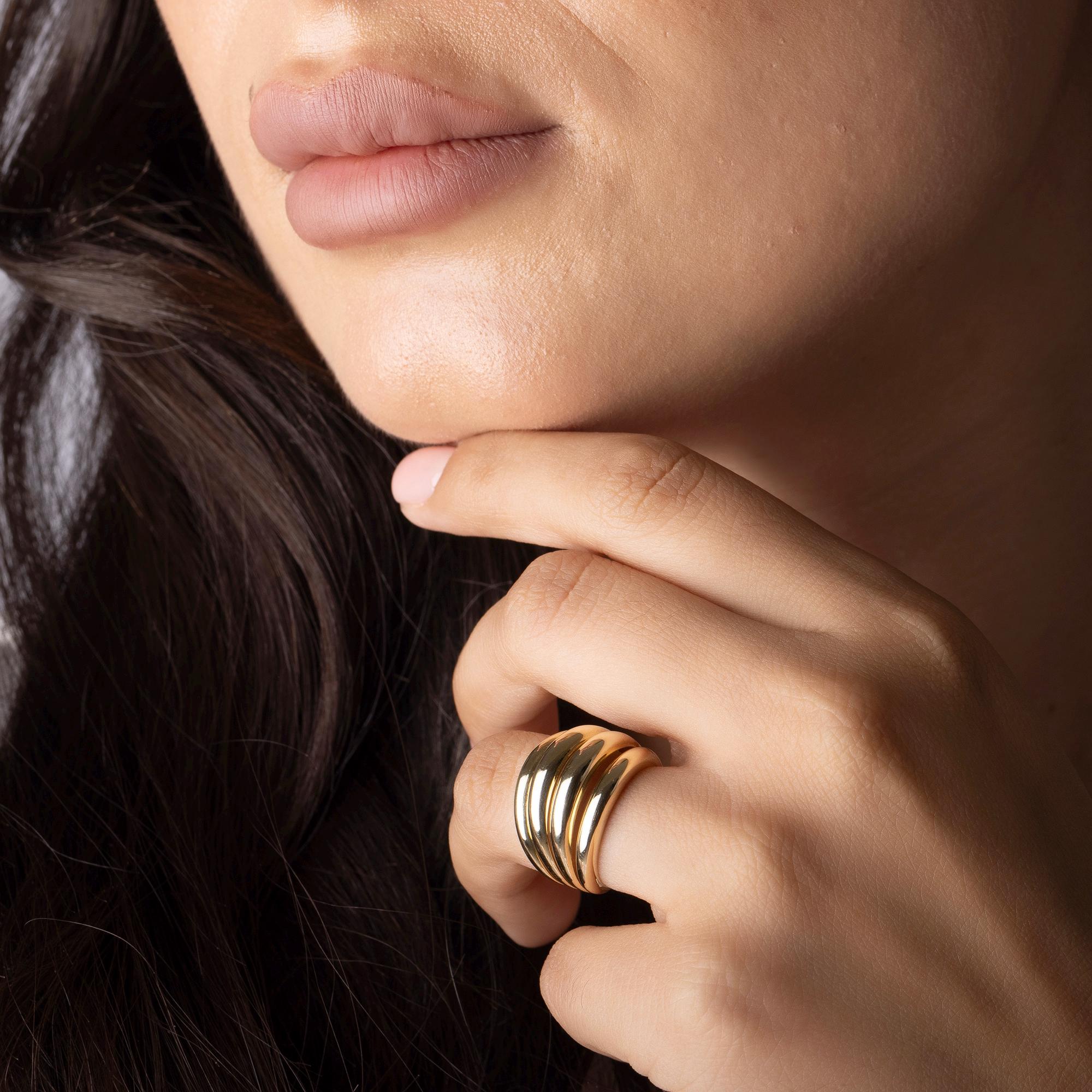 14K Solid Gold Wide Ring – 19mm Bold Chunky Band