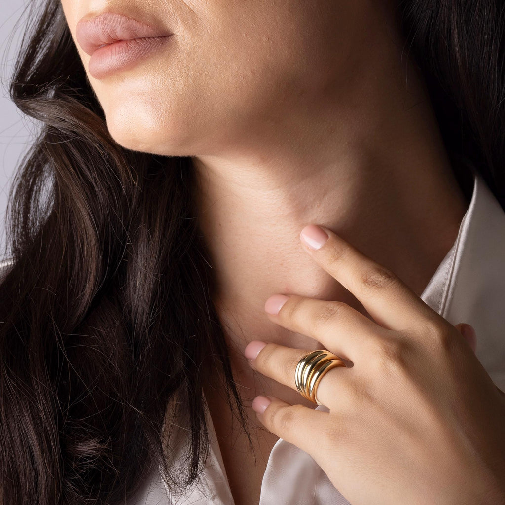 14K Solid Gold Wide Ring – 19mm Bold Chunky Band