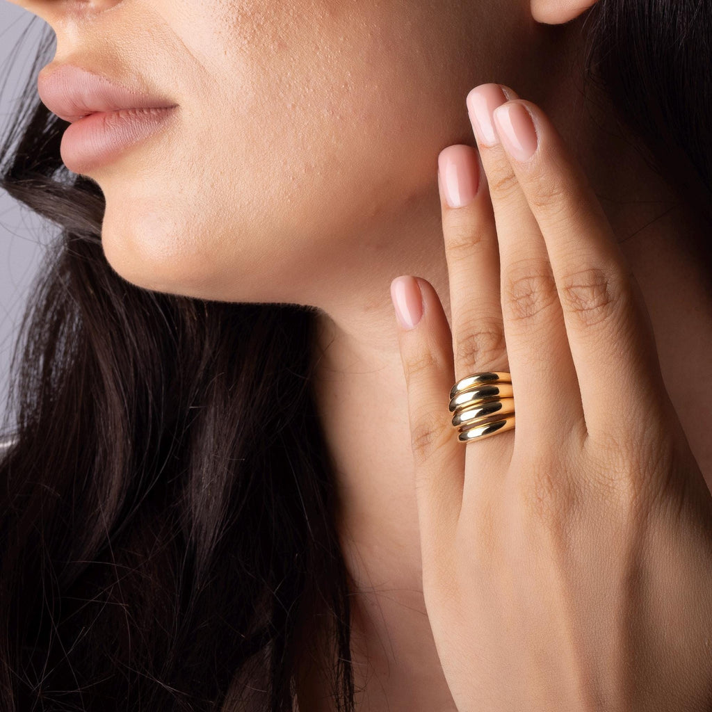 14K Solid Gold Wide Ring – 19mm Bold Chunky Band