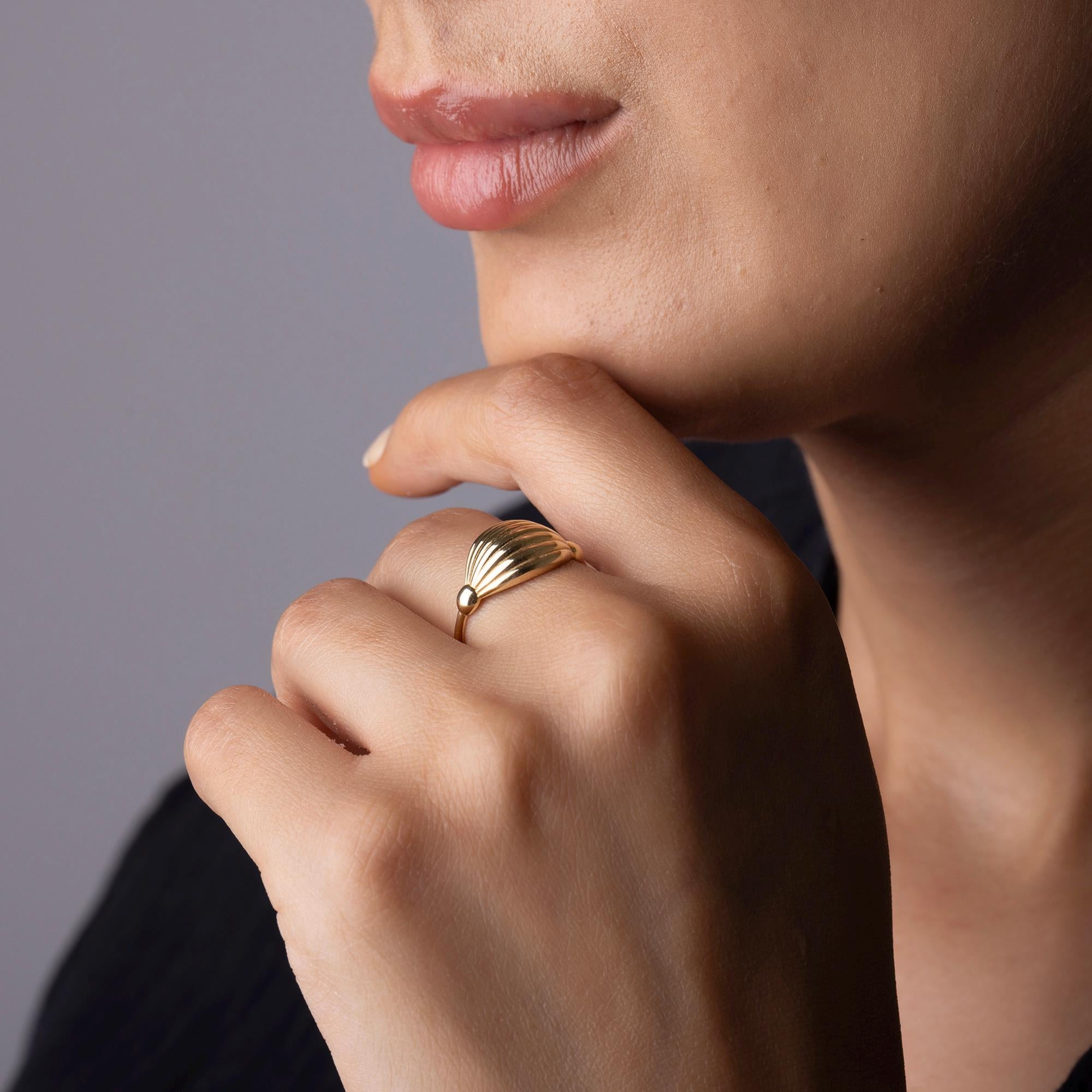 14K Solid Gold Dome Ring – 13mm Bold Statement Band