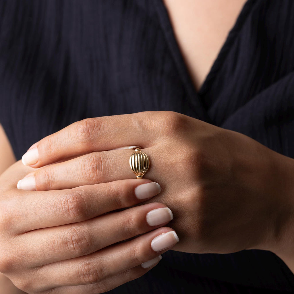 14K Solid Gold Dome Ring – 13mm Bold Statement Band