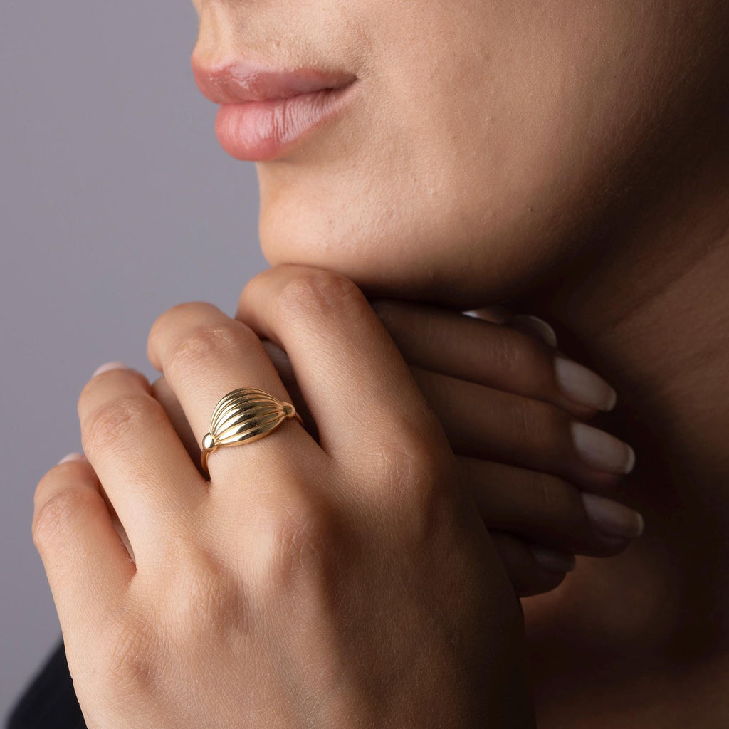 14K Solid Gold Dome Ring – 13mm Bold Statement Band