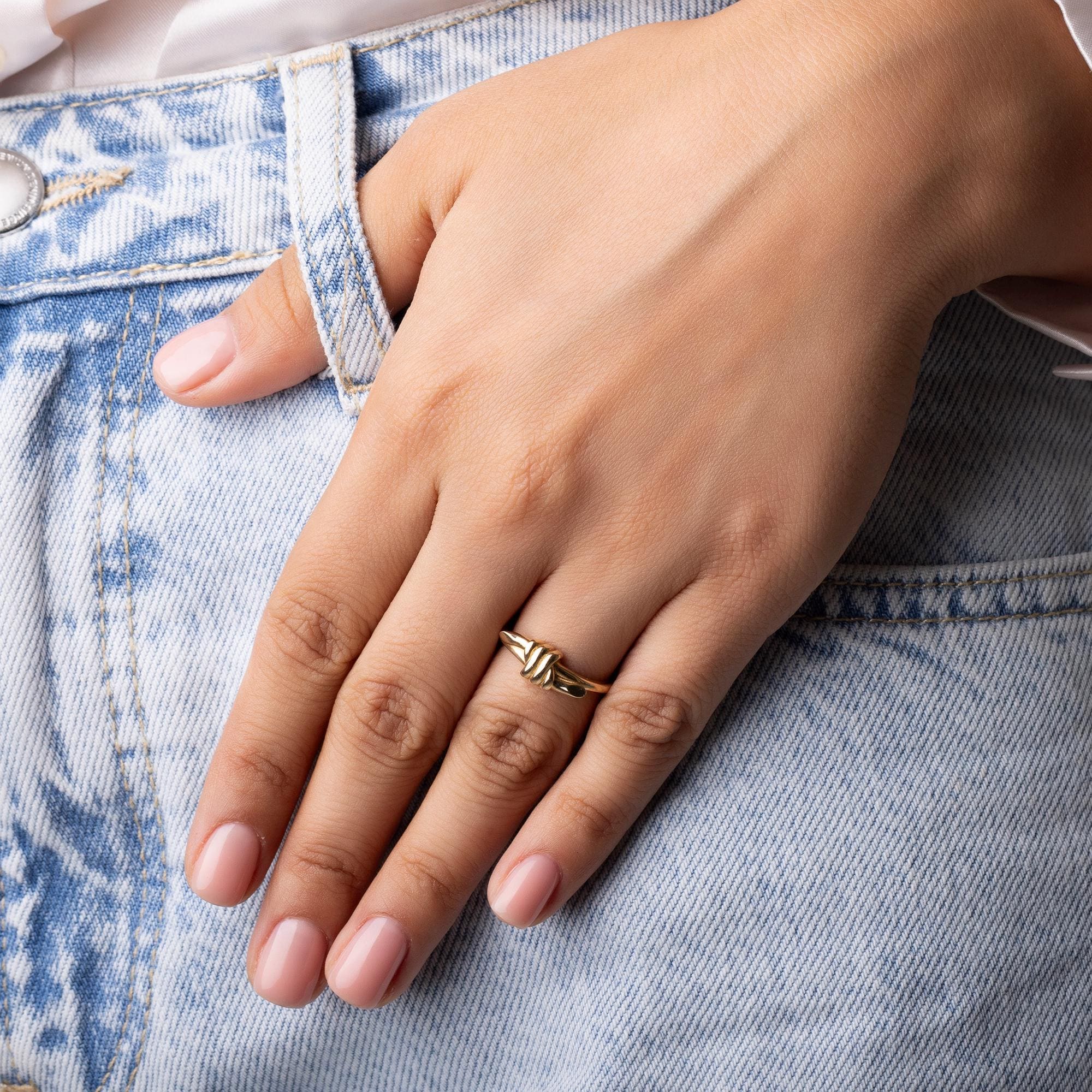 14K Solid Gold Knot Ring – 5mm Love Knot Band, Handmade Minimalist Jewelry