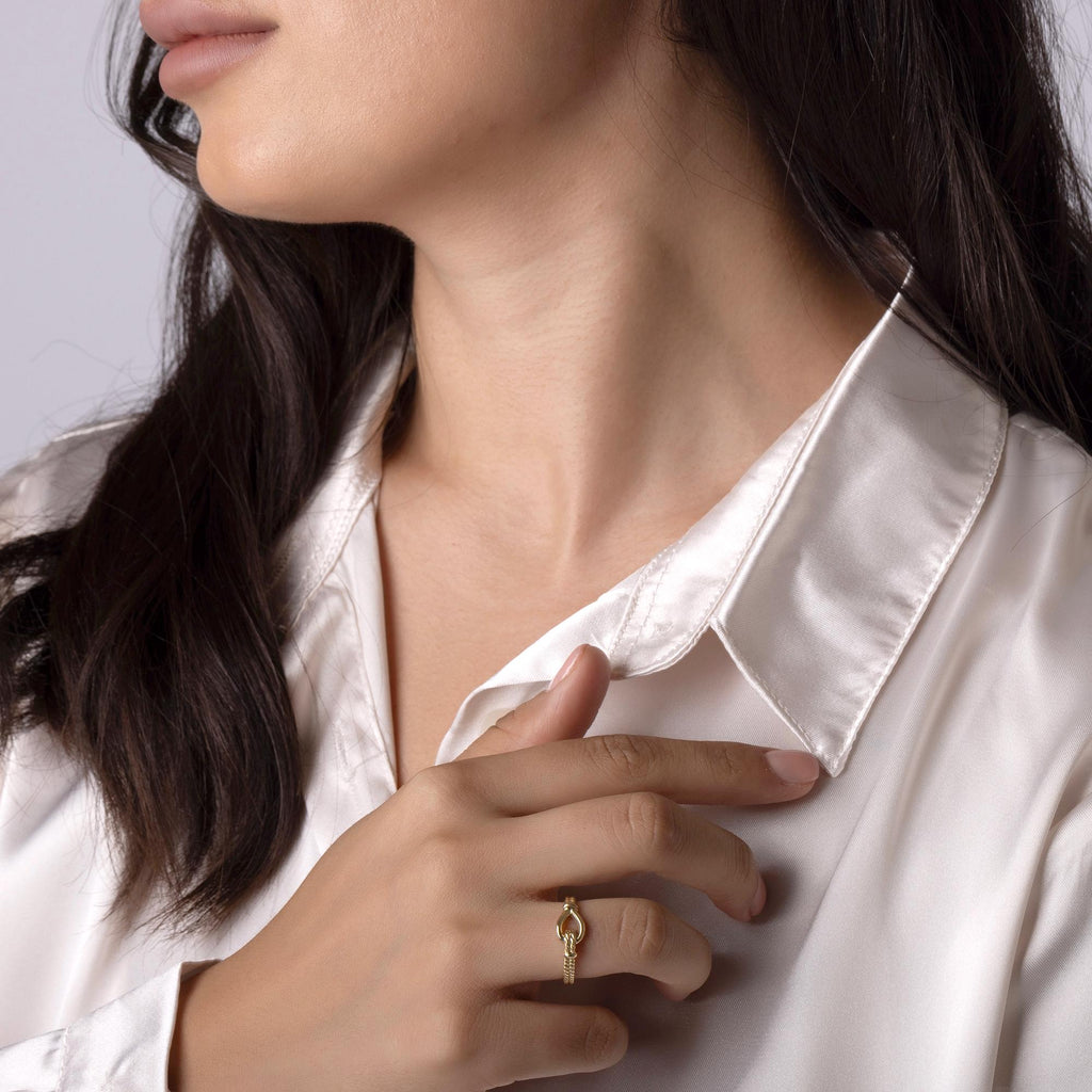 14K Solid Gold Minimalist Knot Ring – 6mm Handmade Love Knot Band