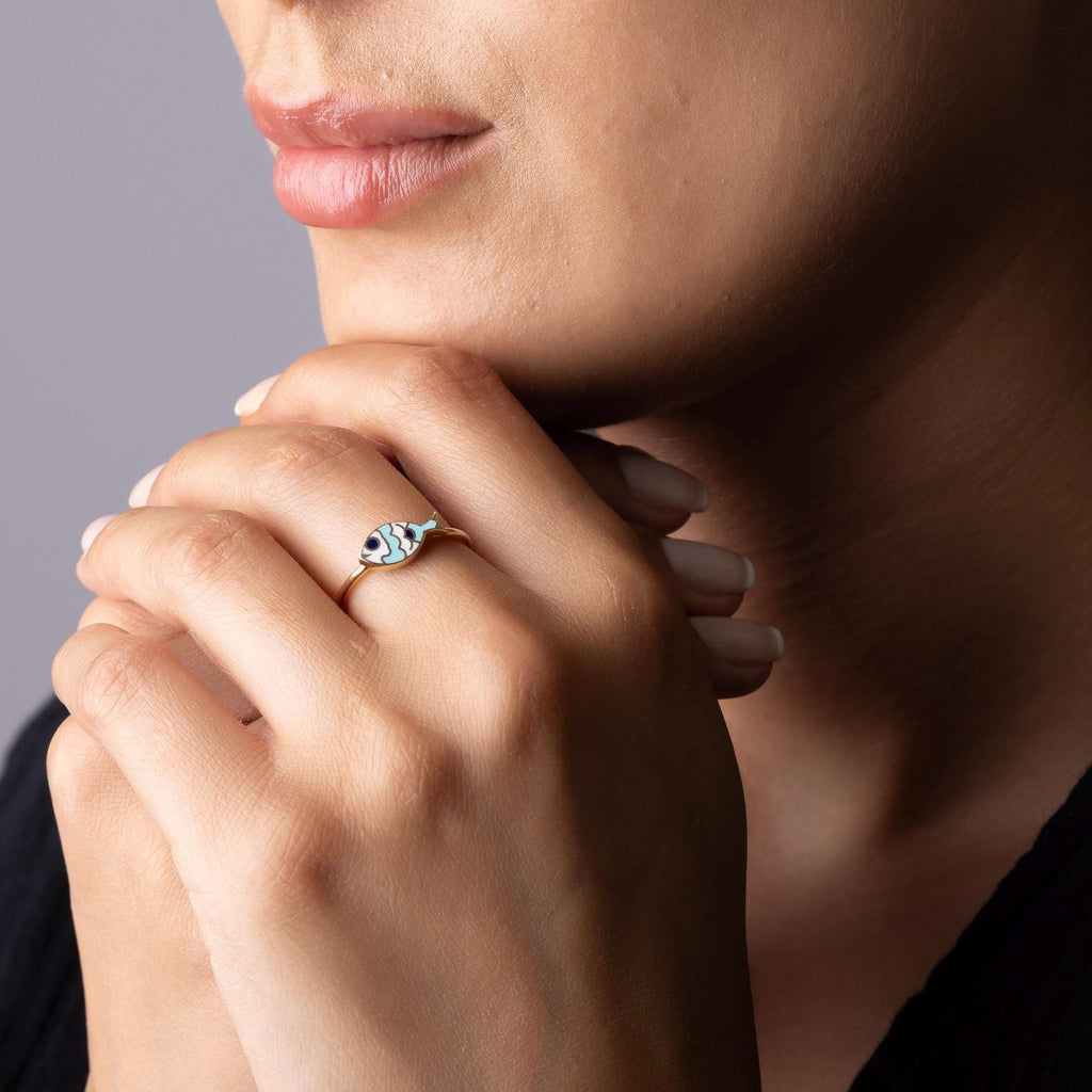 14K Solid Gold Fish Ring – Dainty Ocean Inspired Jewelry