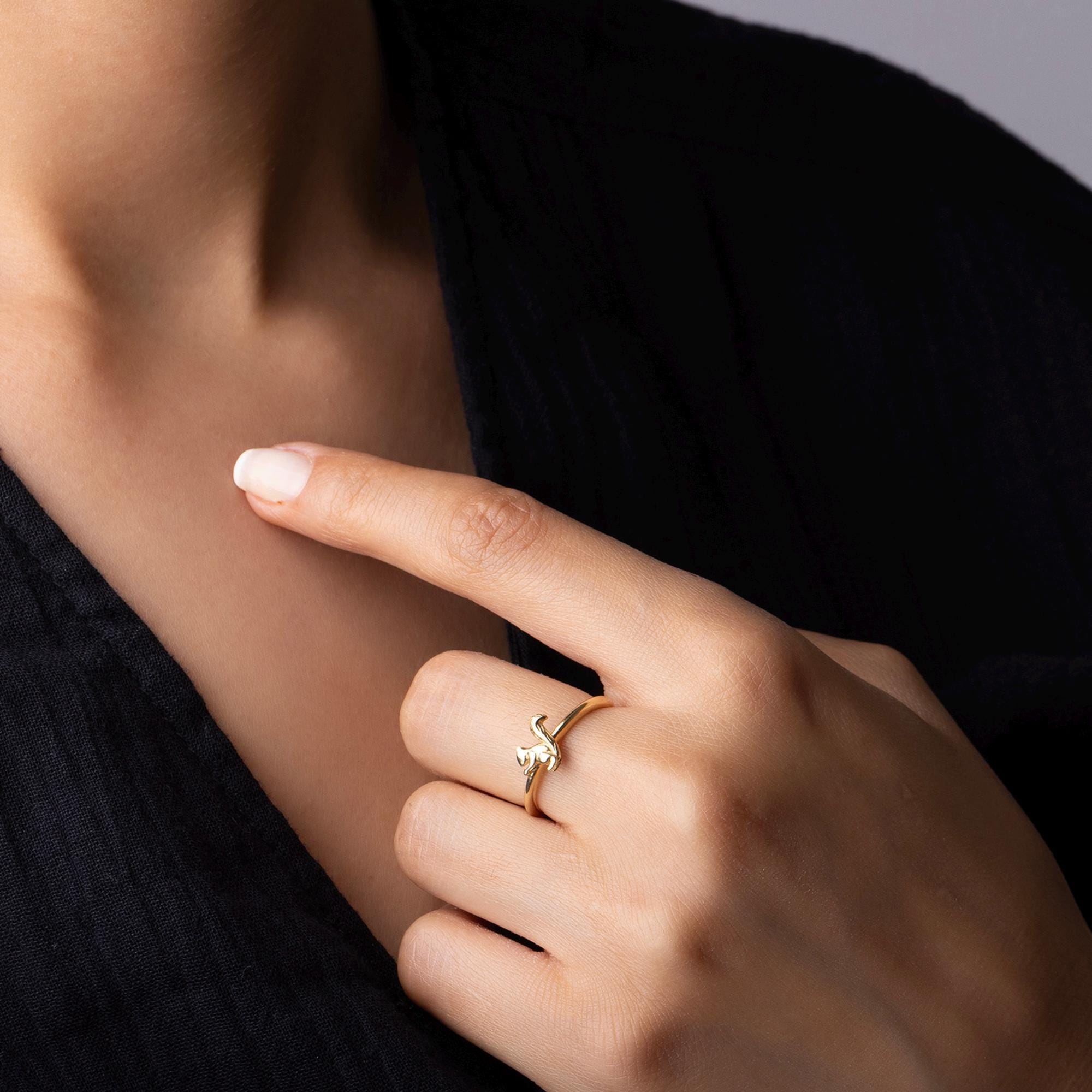 14K Solid Gold Squirrel Ring – Dainty Animal Jewelry