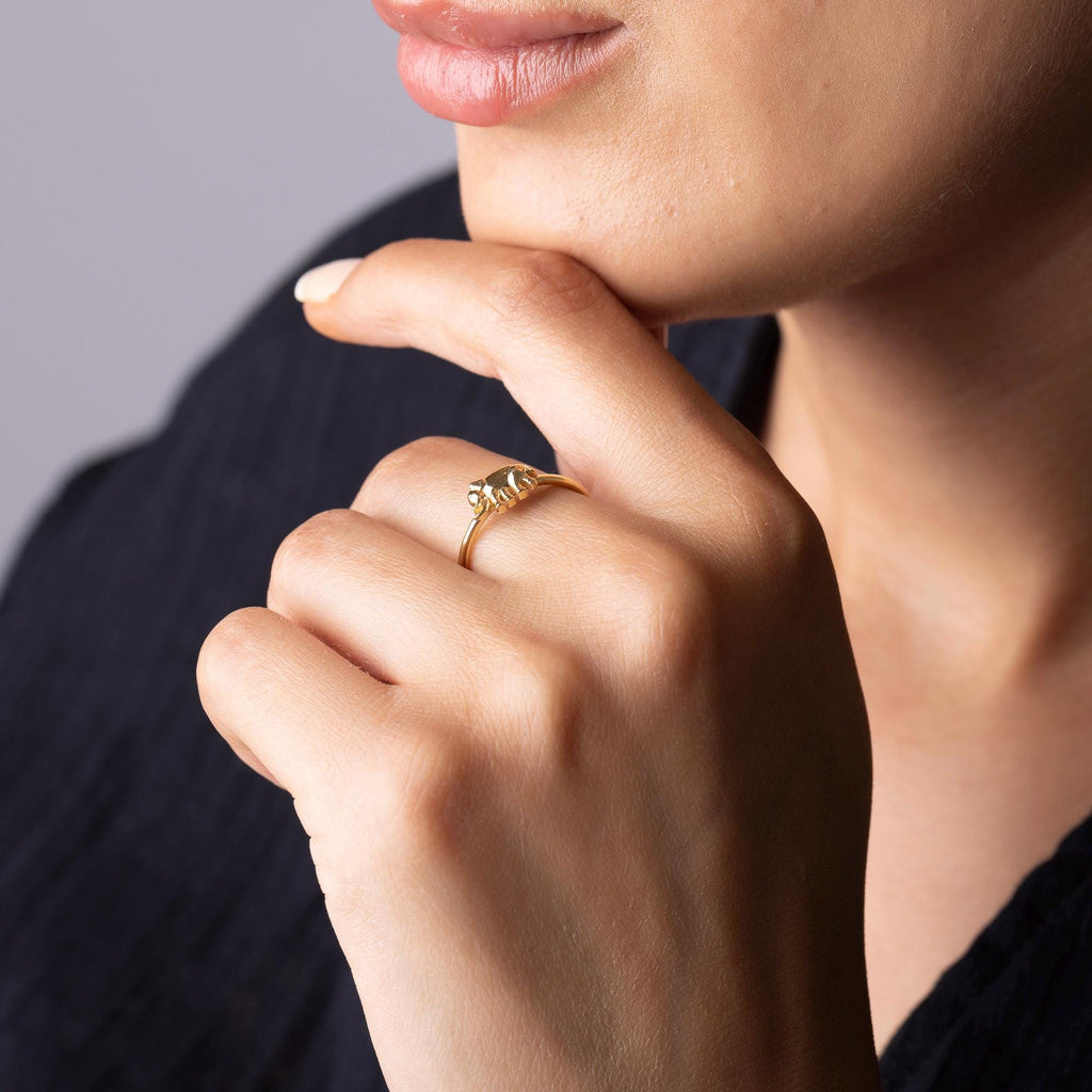 14K Solid Gold Elephant Ring – Handmade Animal Jewelry