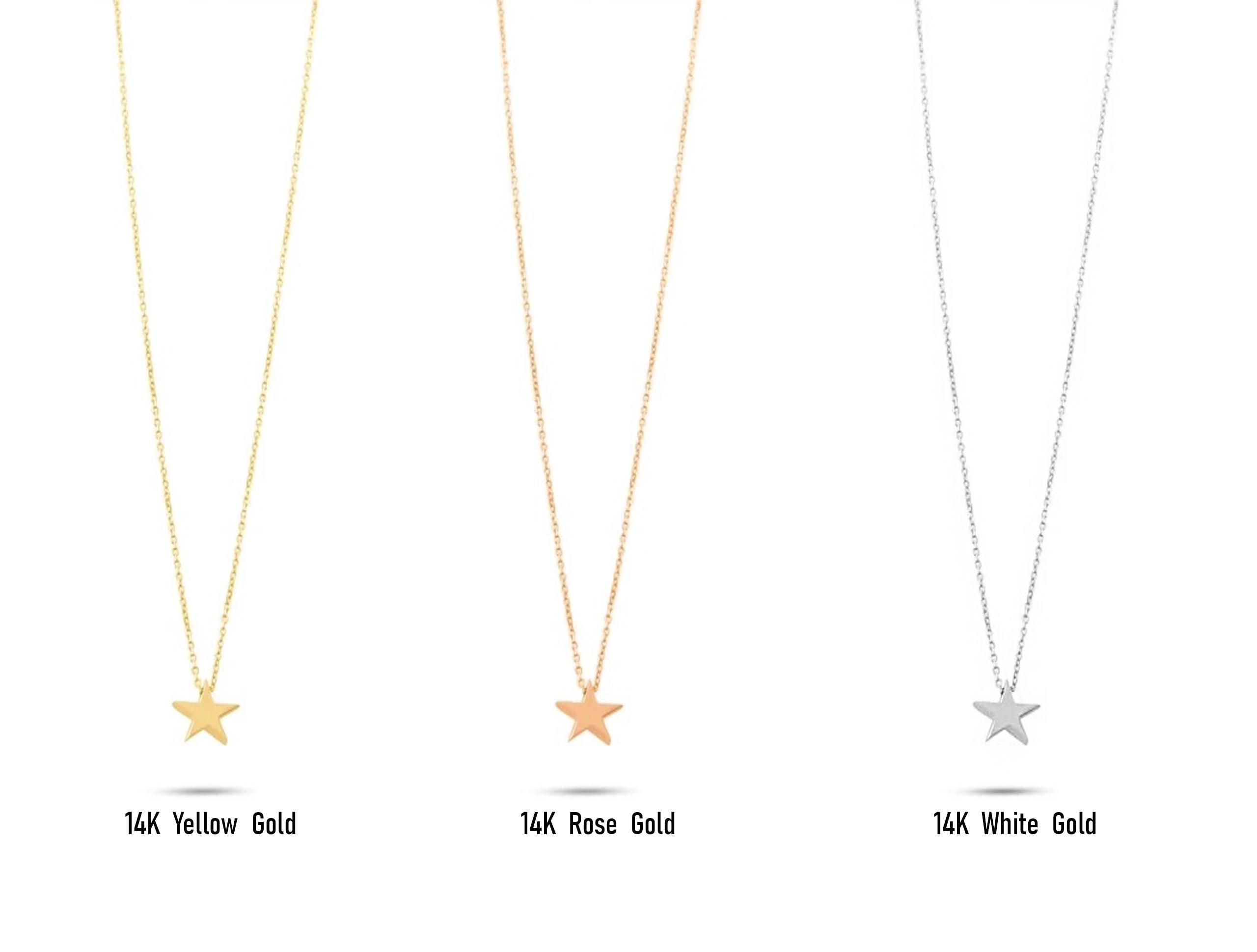 14K Solid Gold Star Necklace - Dainty Minimalist Pendant