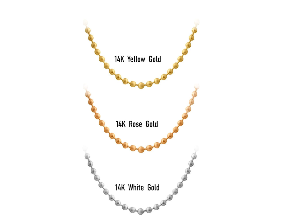 14K Solid Gold Bead Chain Necklace – 4mm Statement Ball Chain