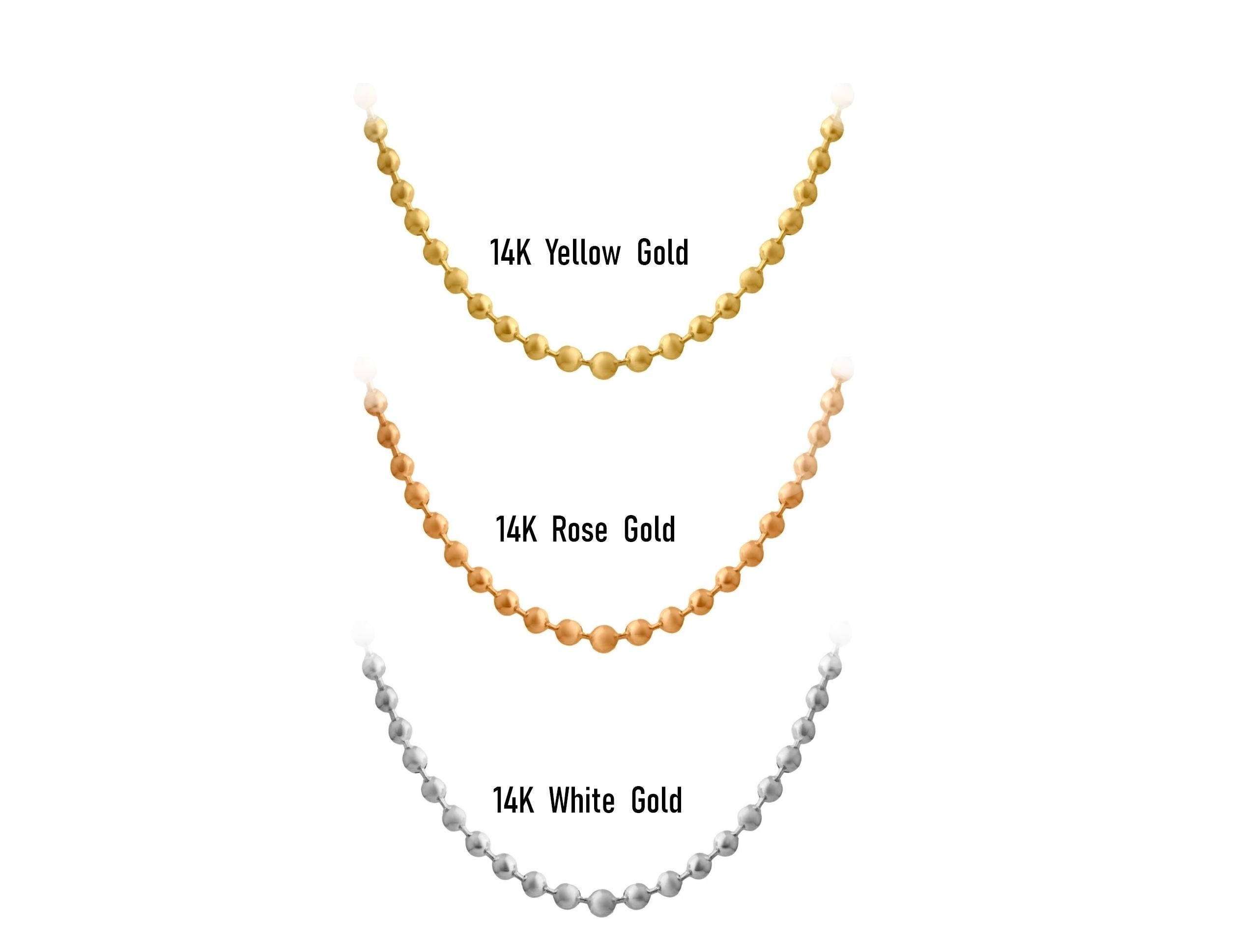 14K Solid Gold Bead Chain Necklace – 4mm Statement Ball Chain