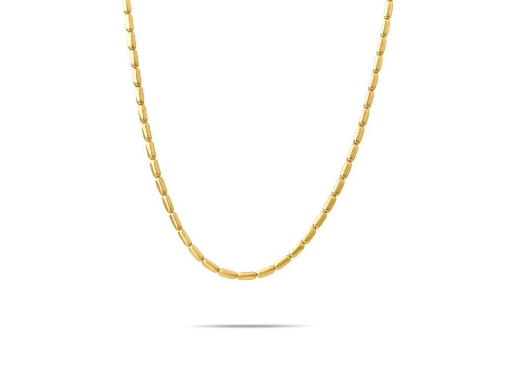 14K Solid Gold Tube Link Necklace – 4mm Thick Statement Chain