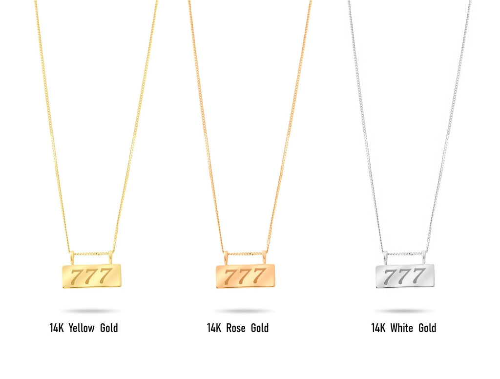 14K Solid Gold 777 Angel Number Necklace – Lucky Spiritual Jewelry