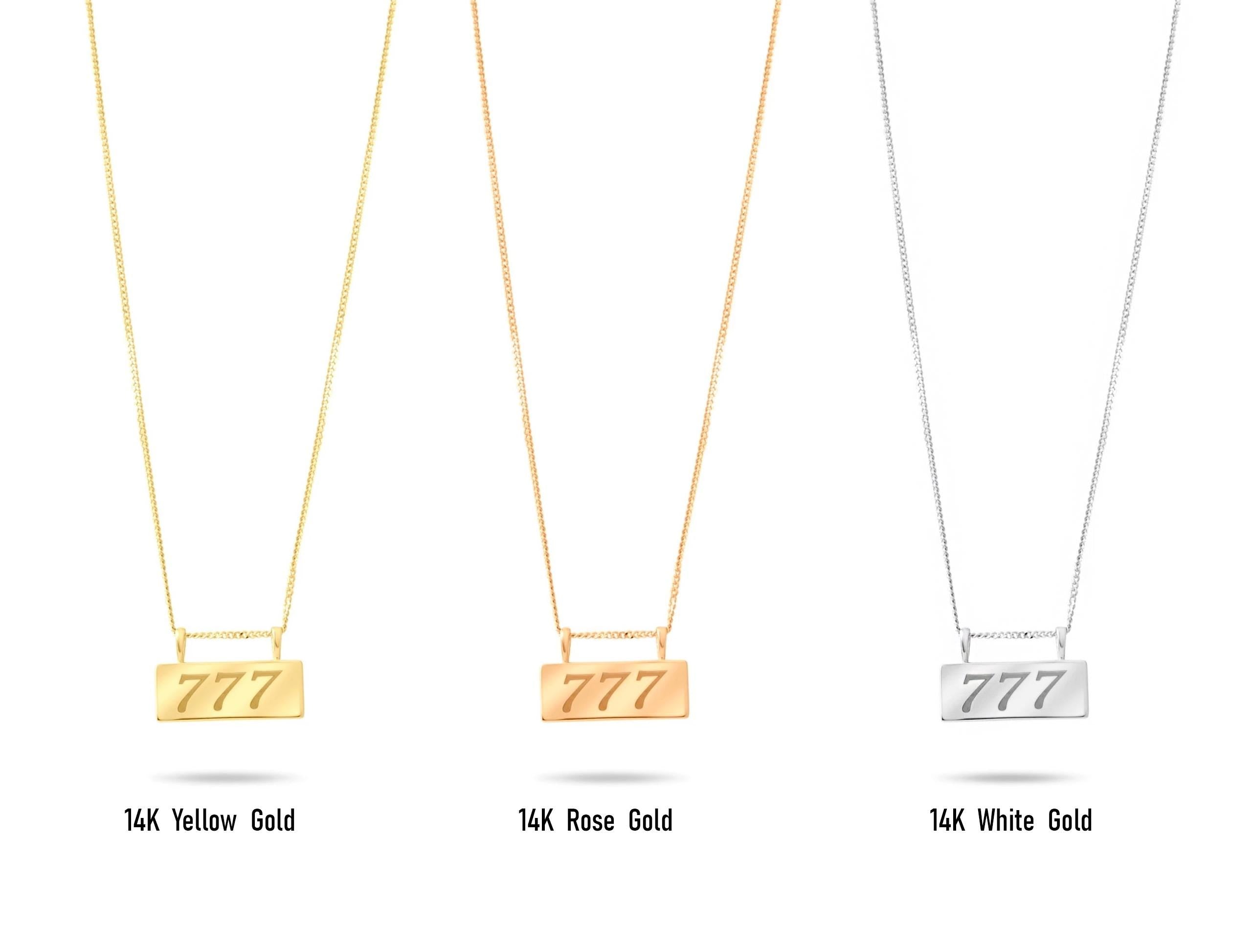 14K Solid Gold 777 Angel Number Necklace – Lucky Spiritual Jewelry