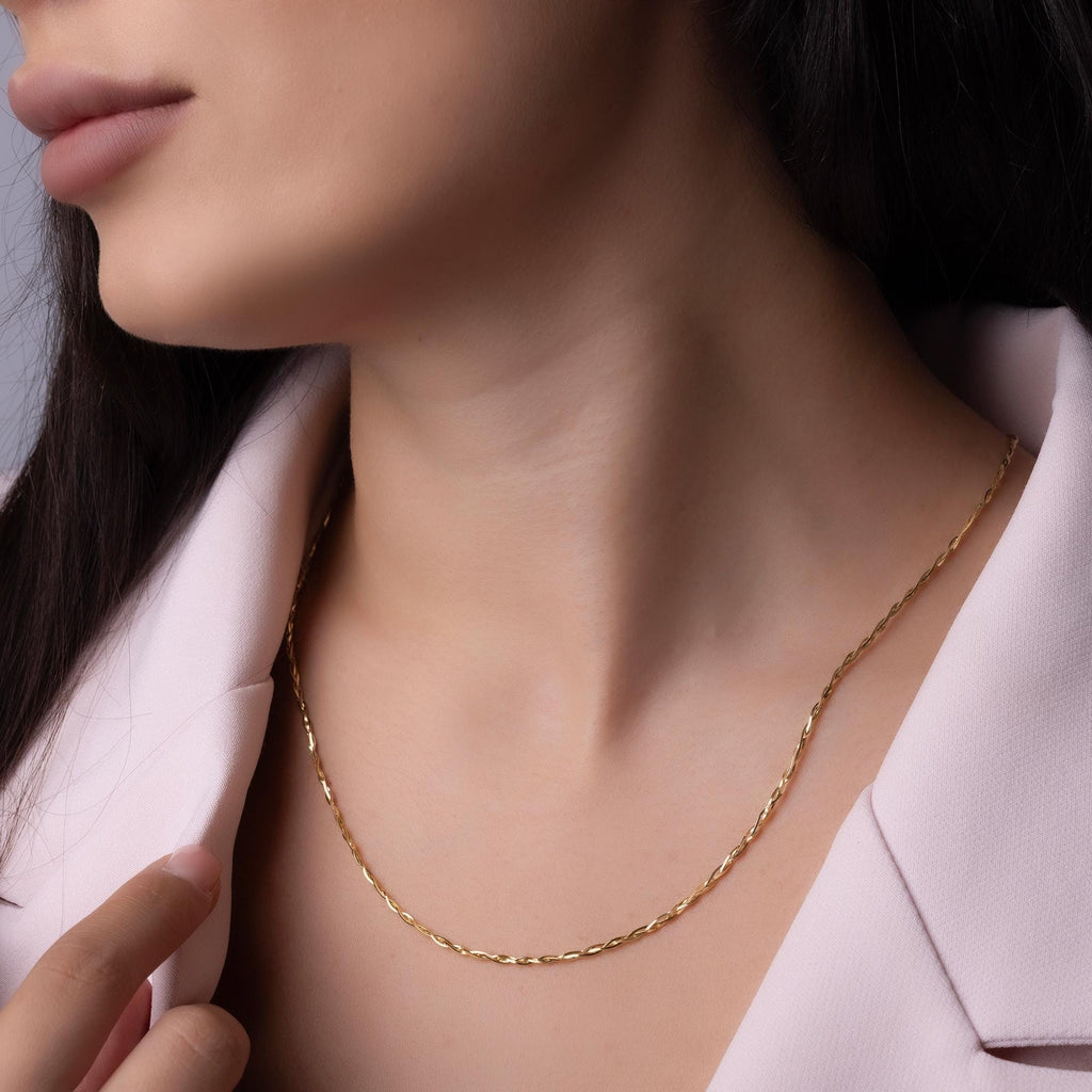 14K Solid Gold 2mm Chain Necklace – Thin Dainty Gold Necklace