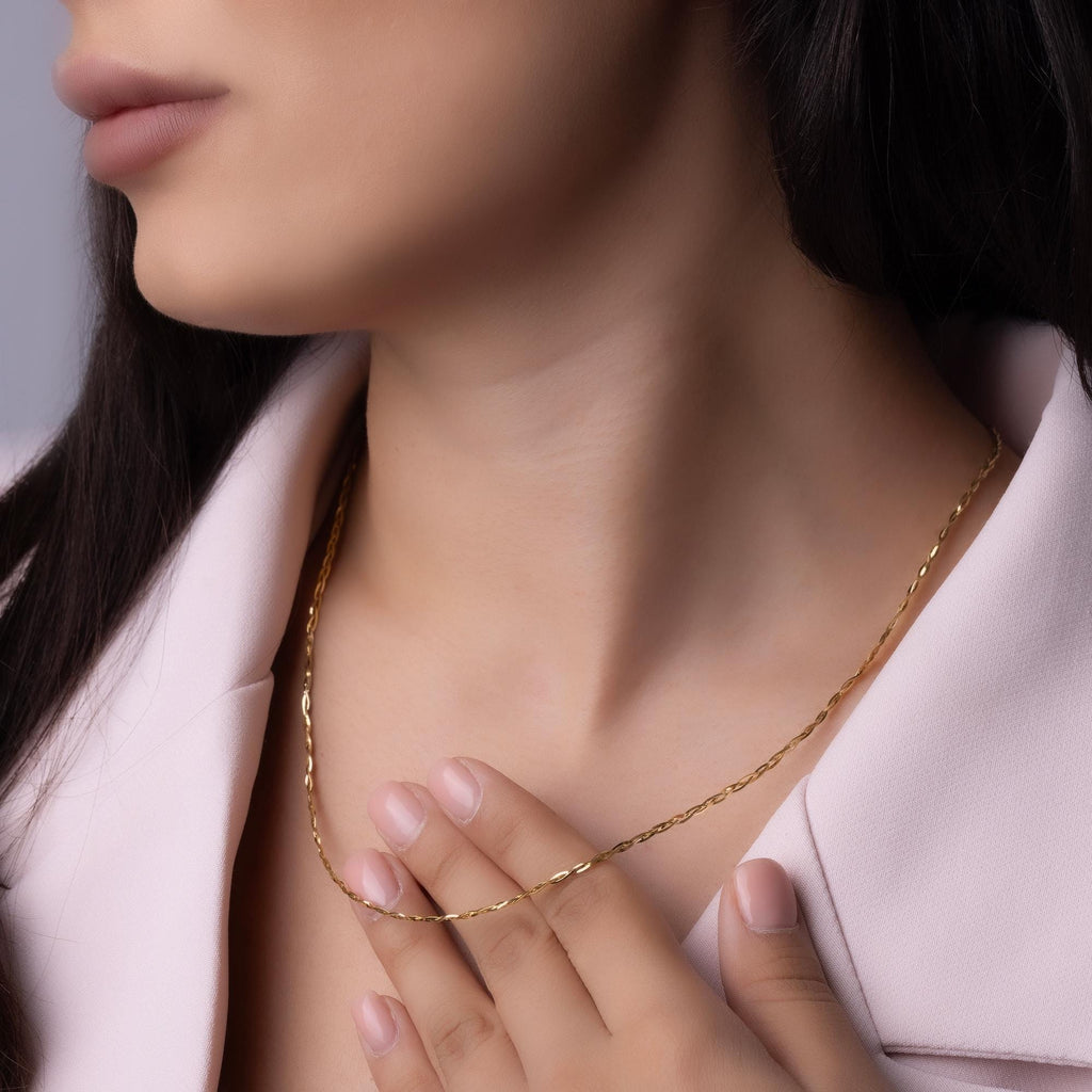 14K Solid Gold 2mm Chain Necklace – Thin Dainty Gold Necklace